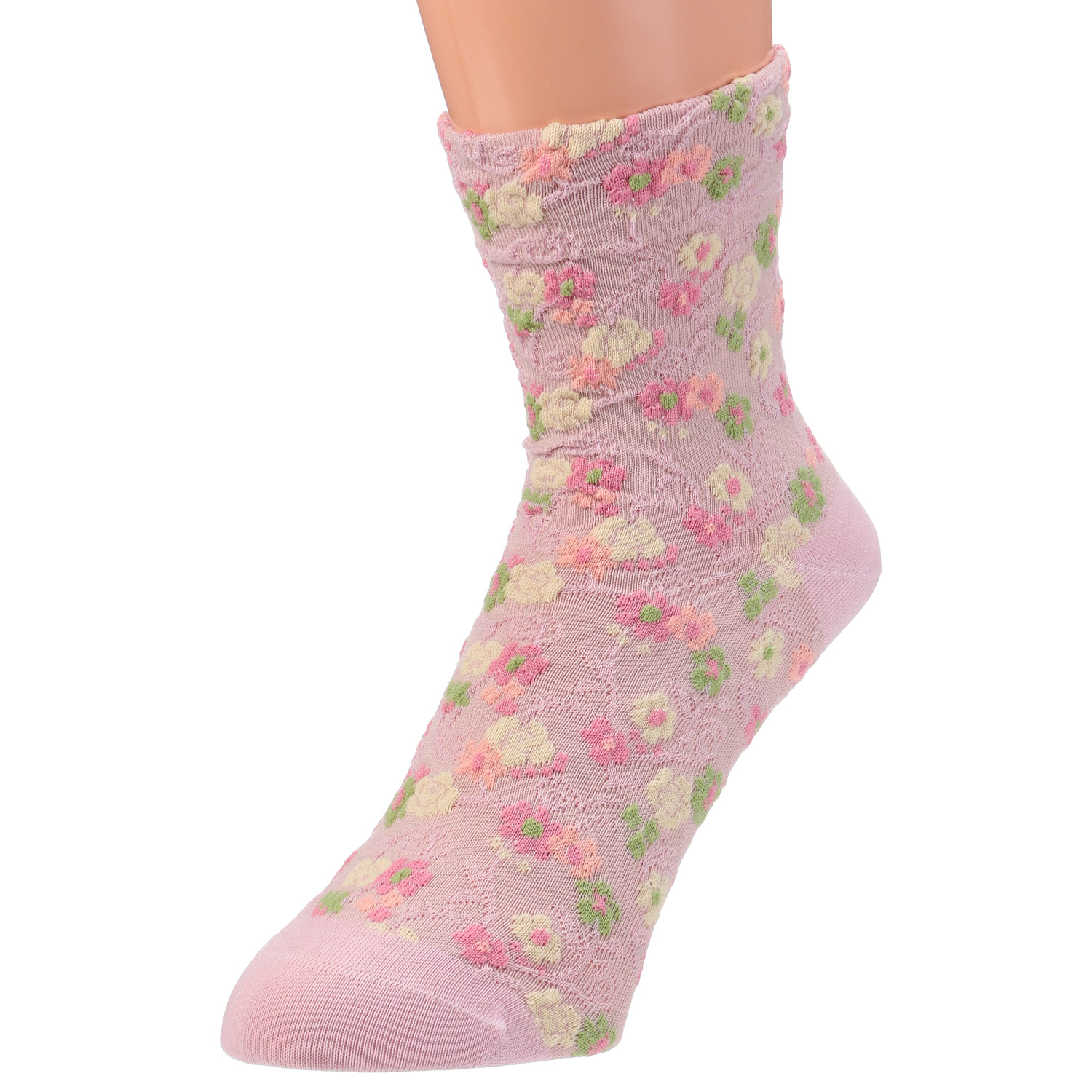 クルー丈 フロート花総柄 靴下 - 画像2