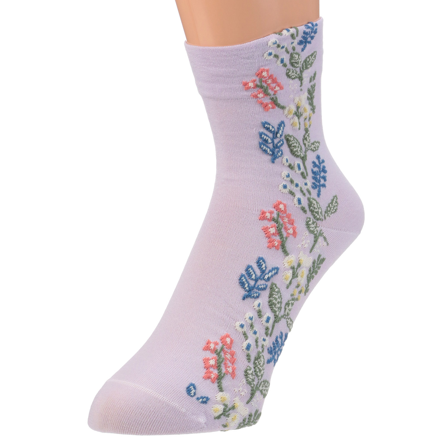 クルー丈 フロート花柄 靴下 - 画像2