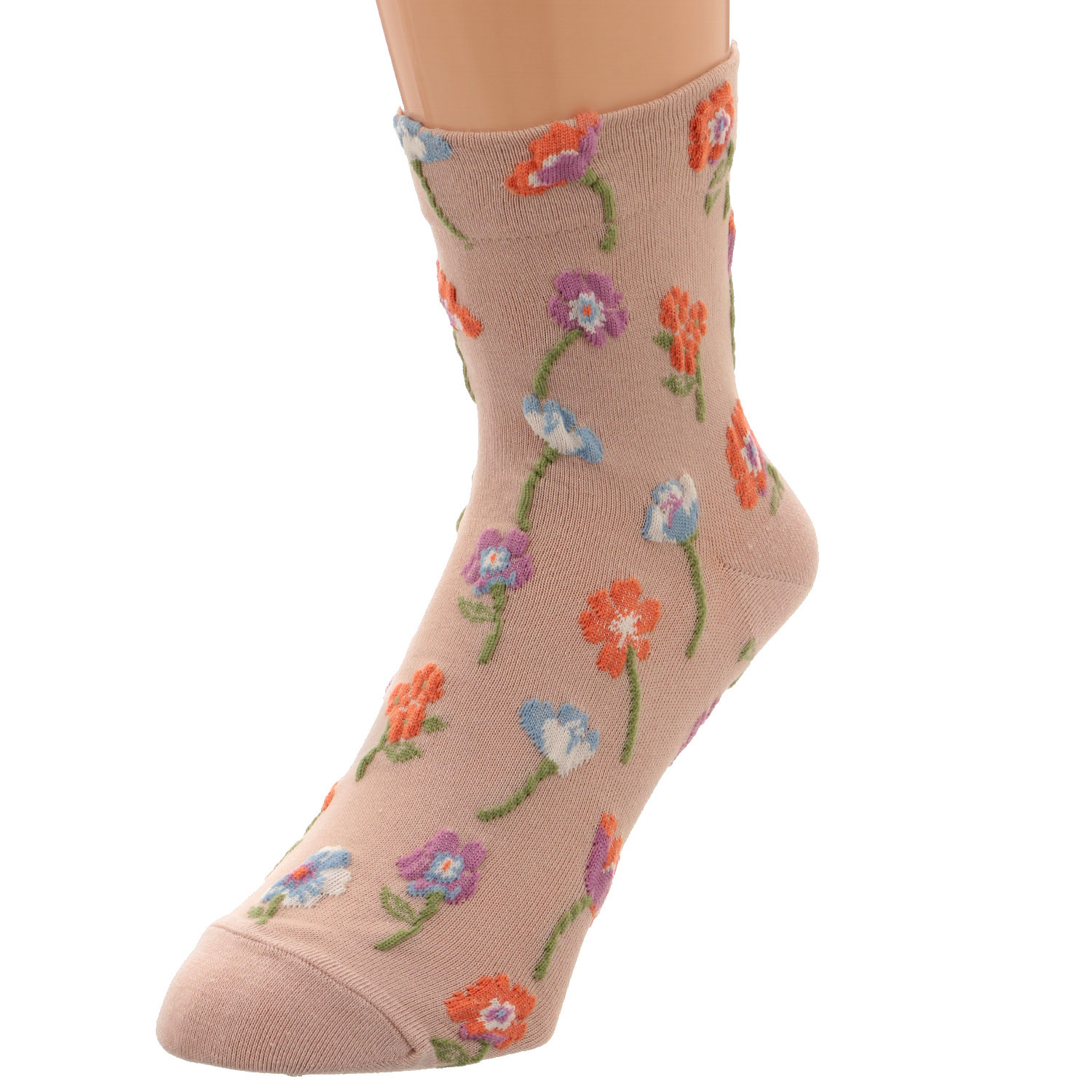 クルー丈 フロート花柄 靴下 - 画像2