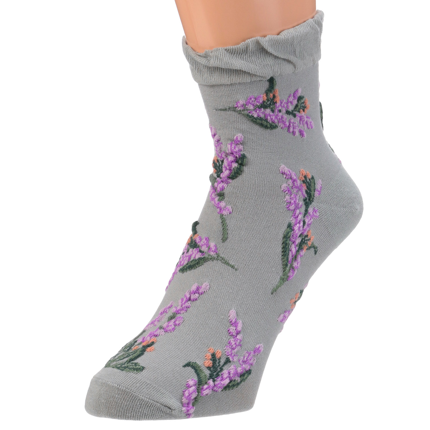 クルー丈 フロート花柄 靴下 - 画像2