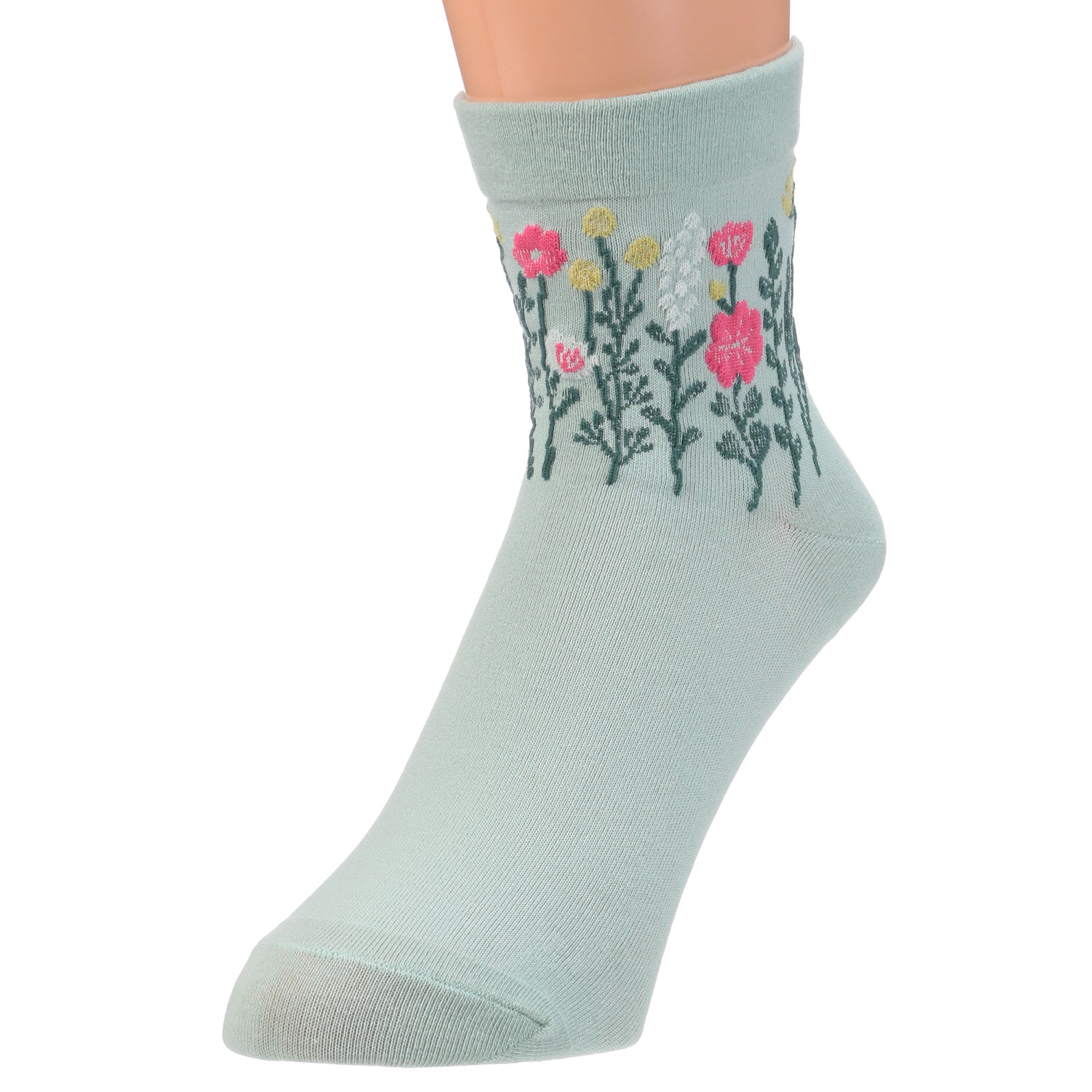 クルー丈 フロート花柄 靴下 - 画像2