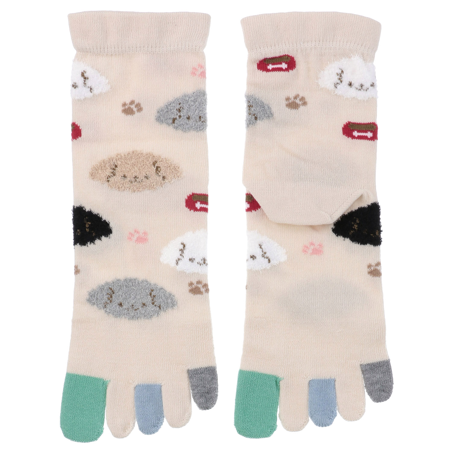 クルー丈 5本指 イヌ（羽毛糸） 靴下 - 画像2