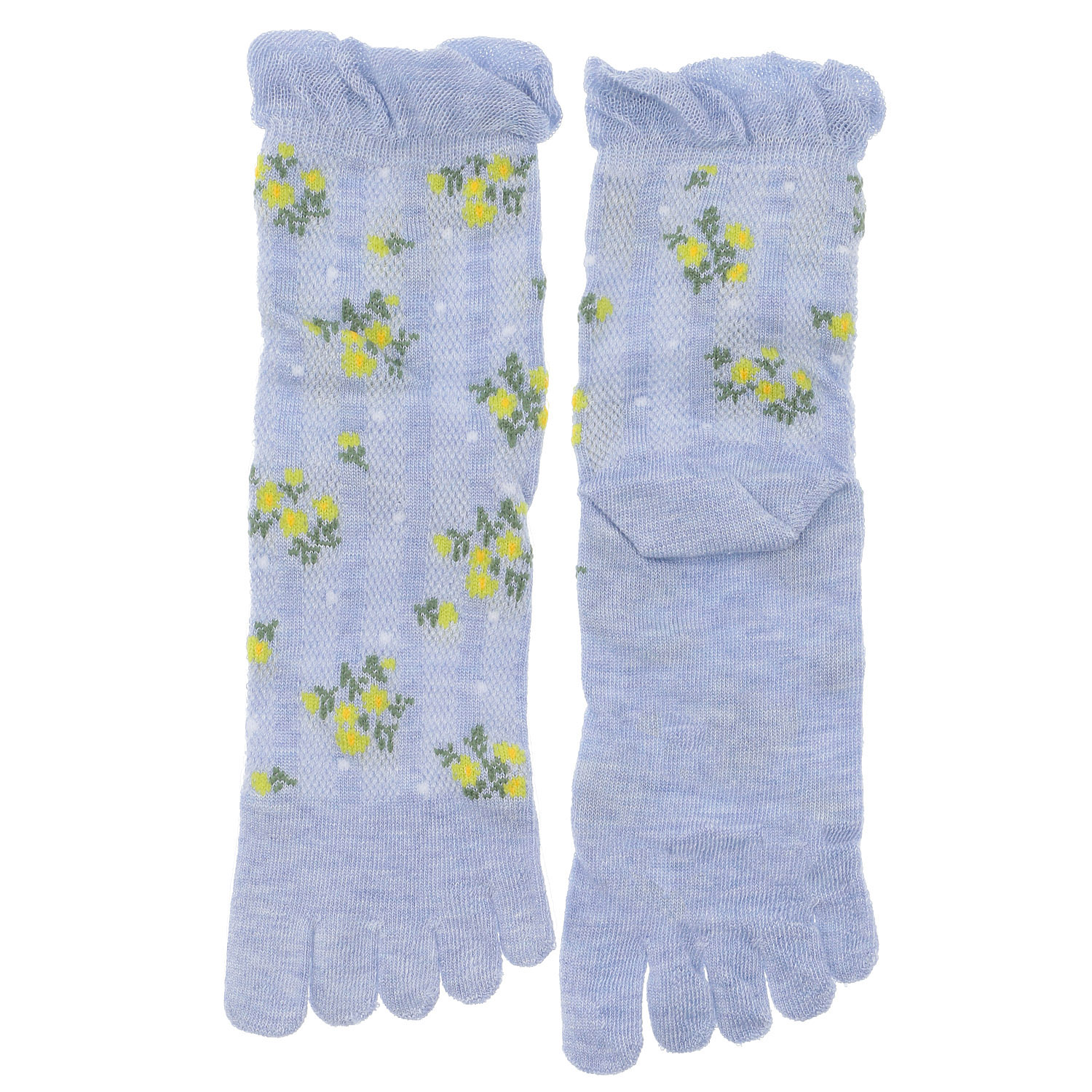 5本指 メッシュ   接触冷感 花柄  靴下 - 画像2