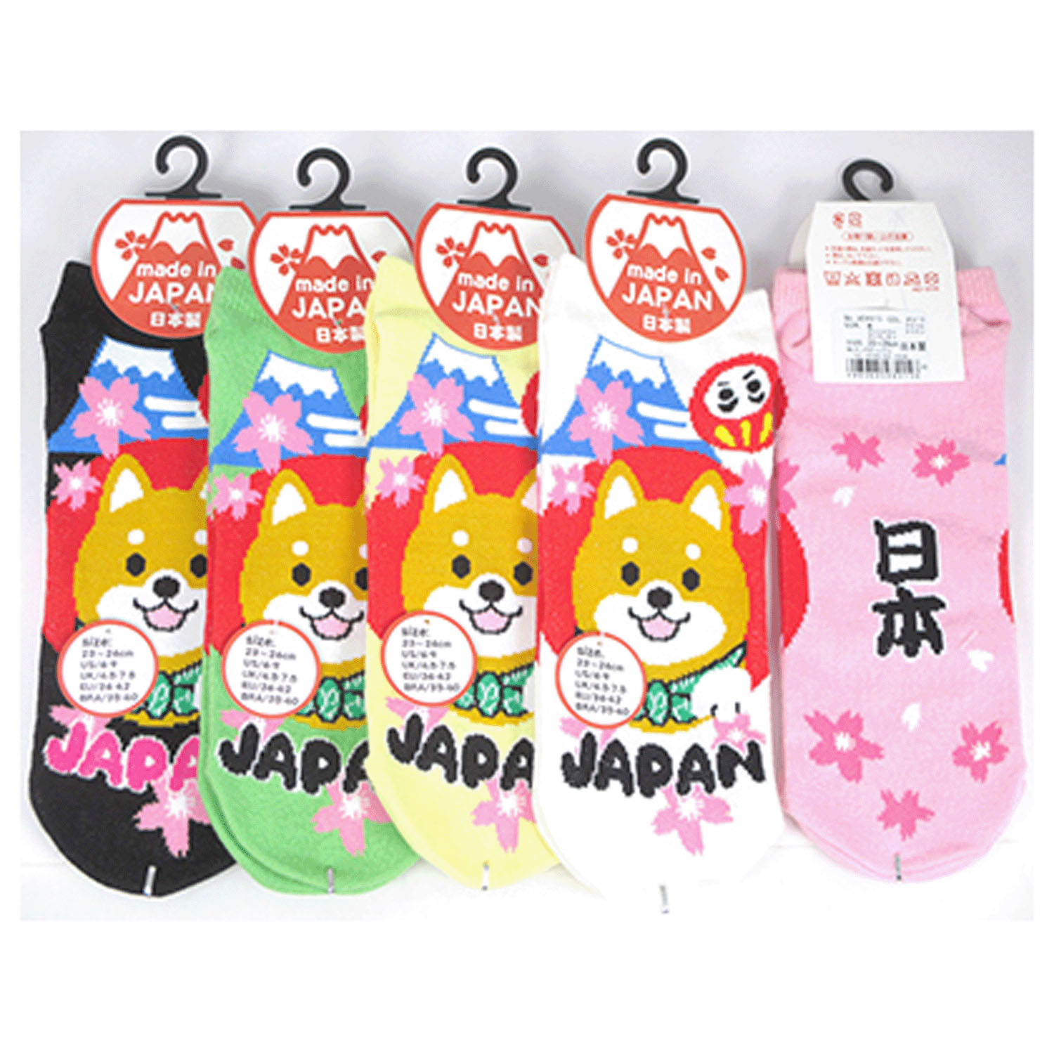 お土産ソックス 柴犬 富士山とだるま - 画像1
