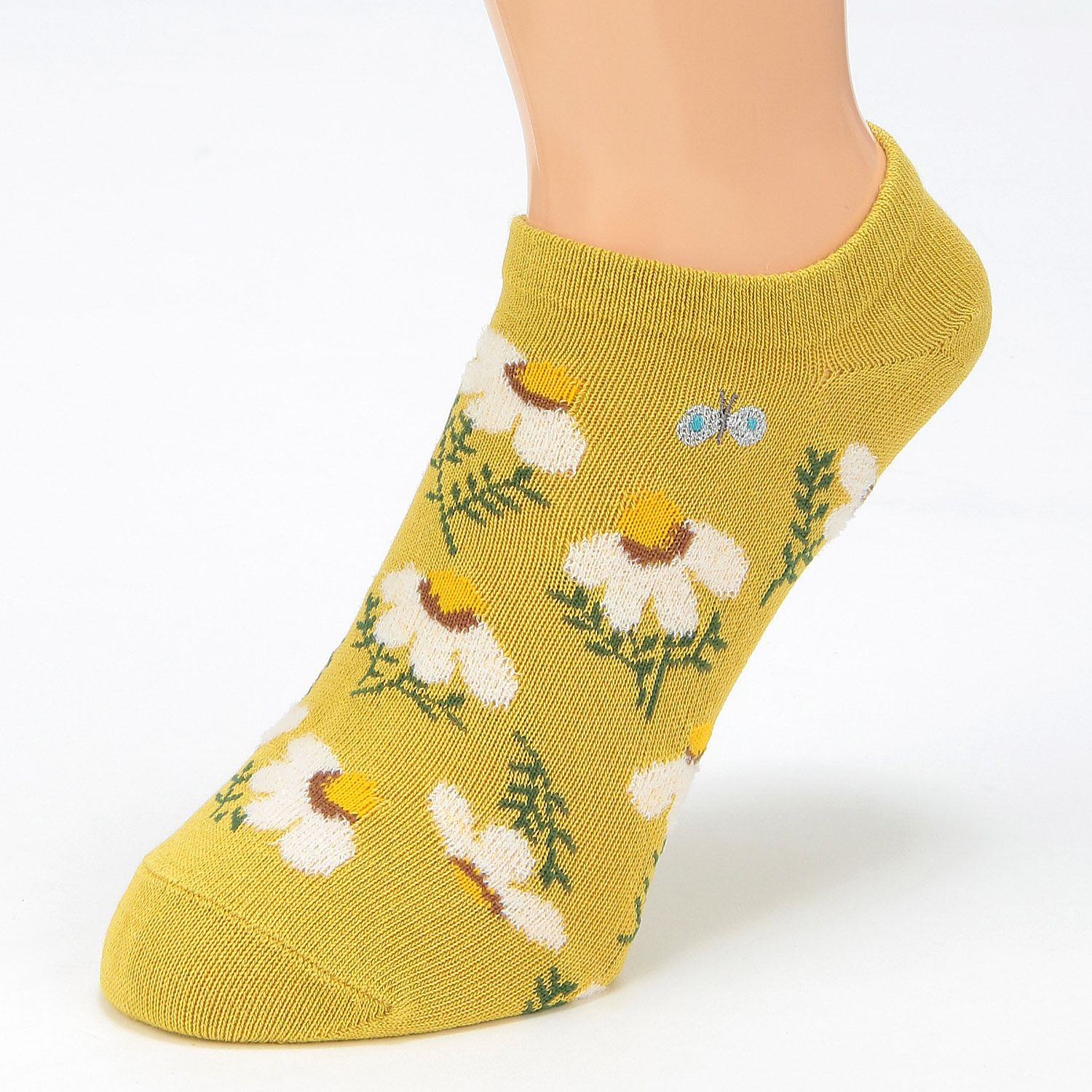 Natural Collection スニーカー丈 モール花柄 チョウチョウ刺しゅう 靴下【在庫限り】 - 画像2