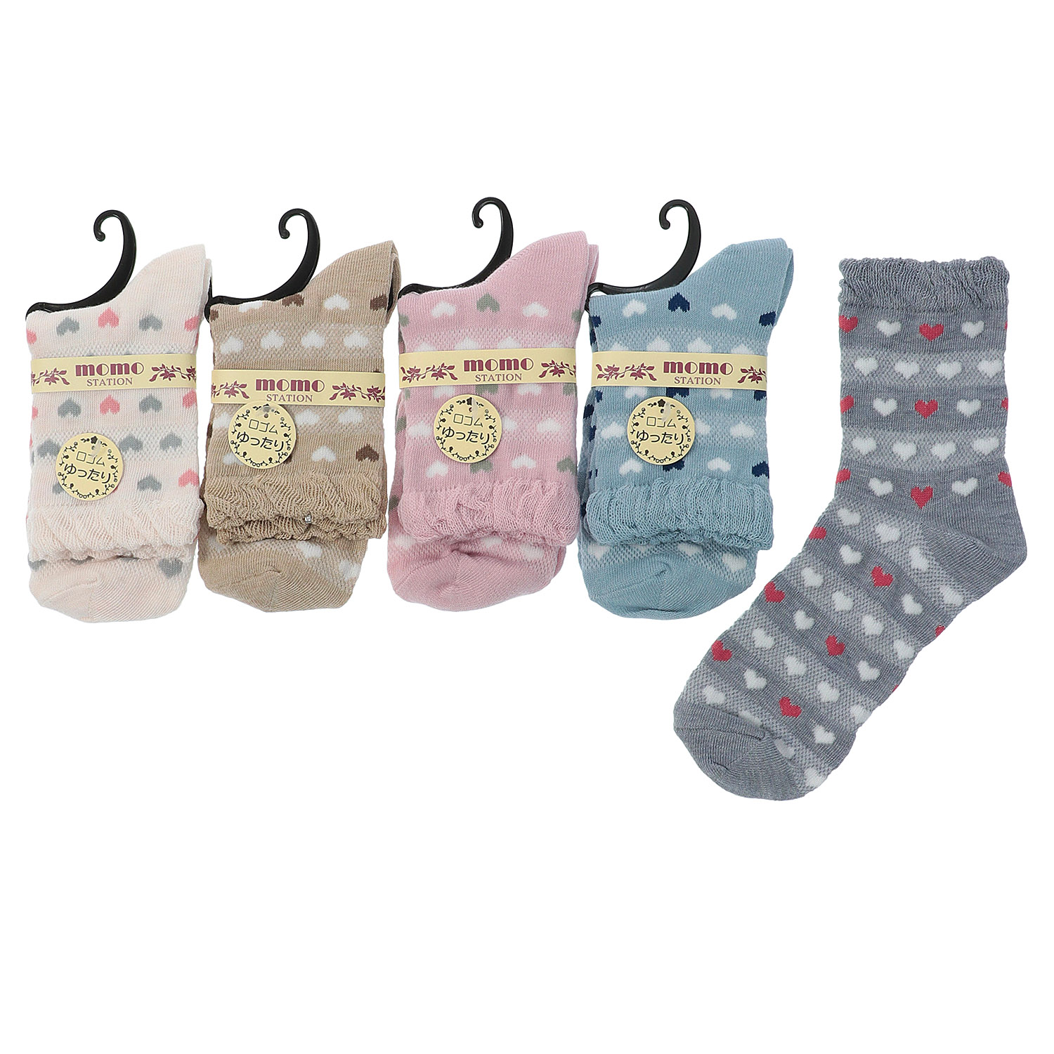 クルー  ハート総柄  靴下 - 画像1