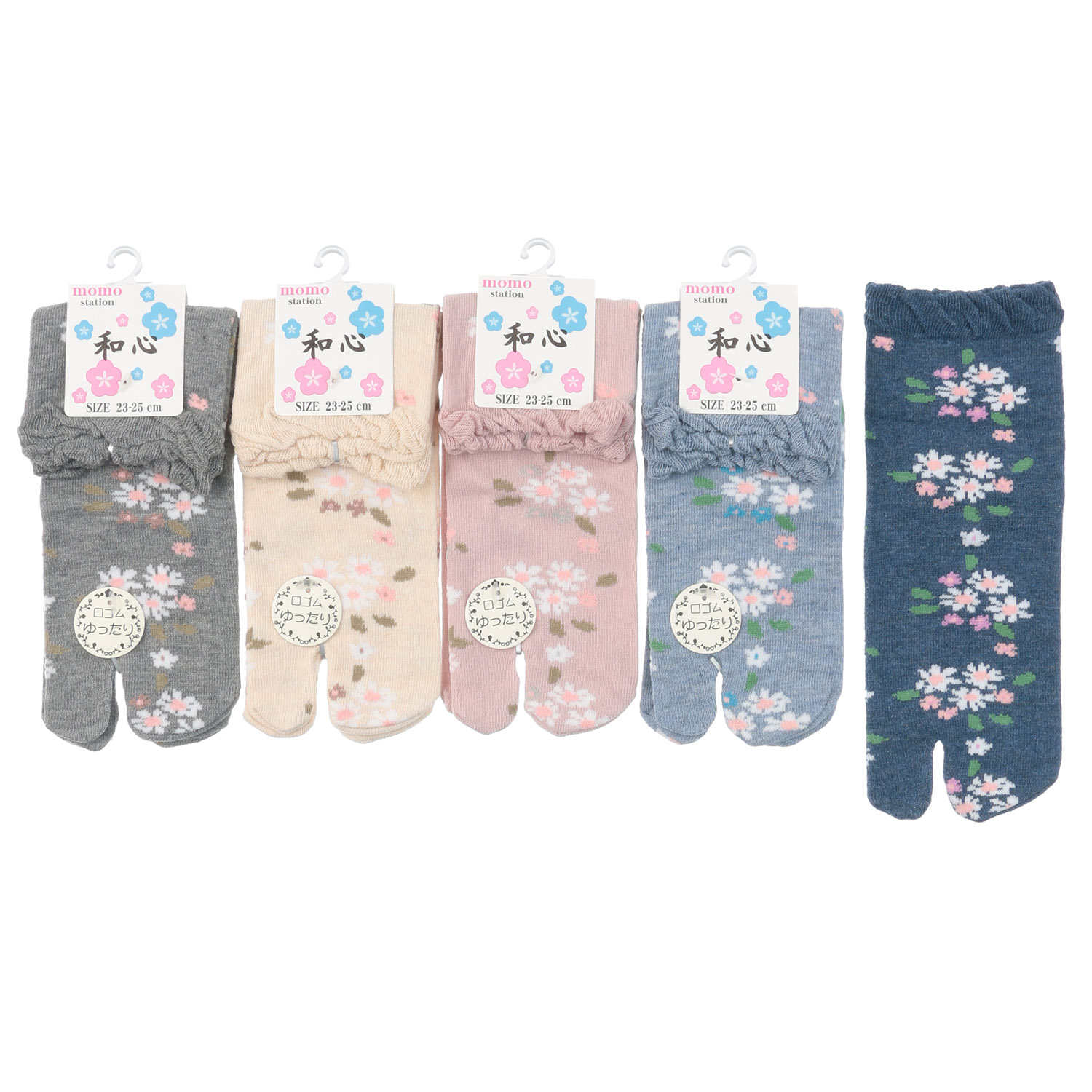 足袋 クルー お花柄 靴下 - 画像1