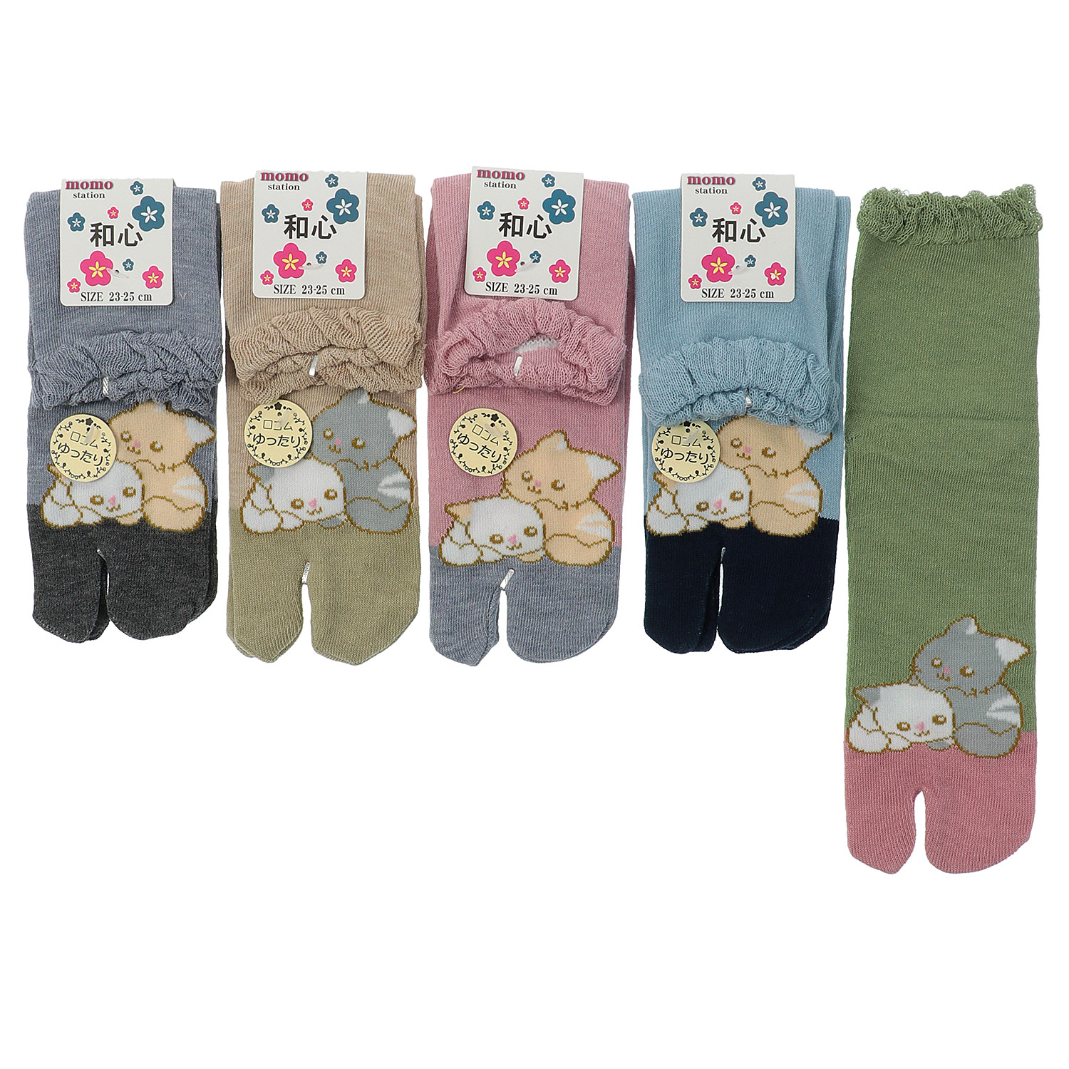 足袋 クルー 寄り添いねこ - 画像1