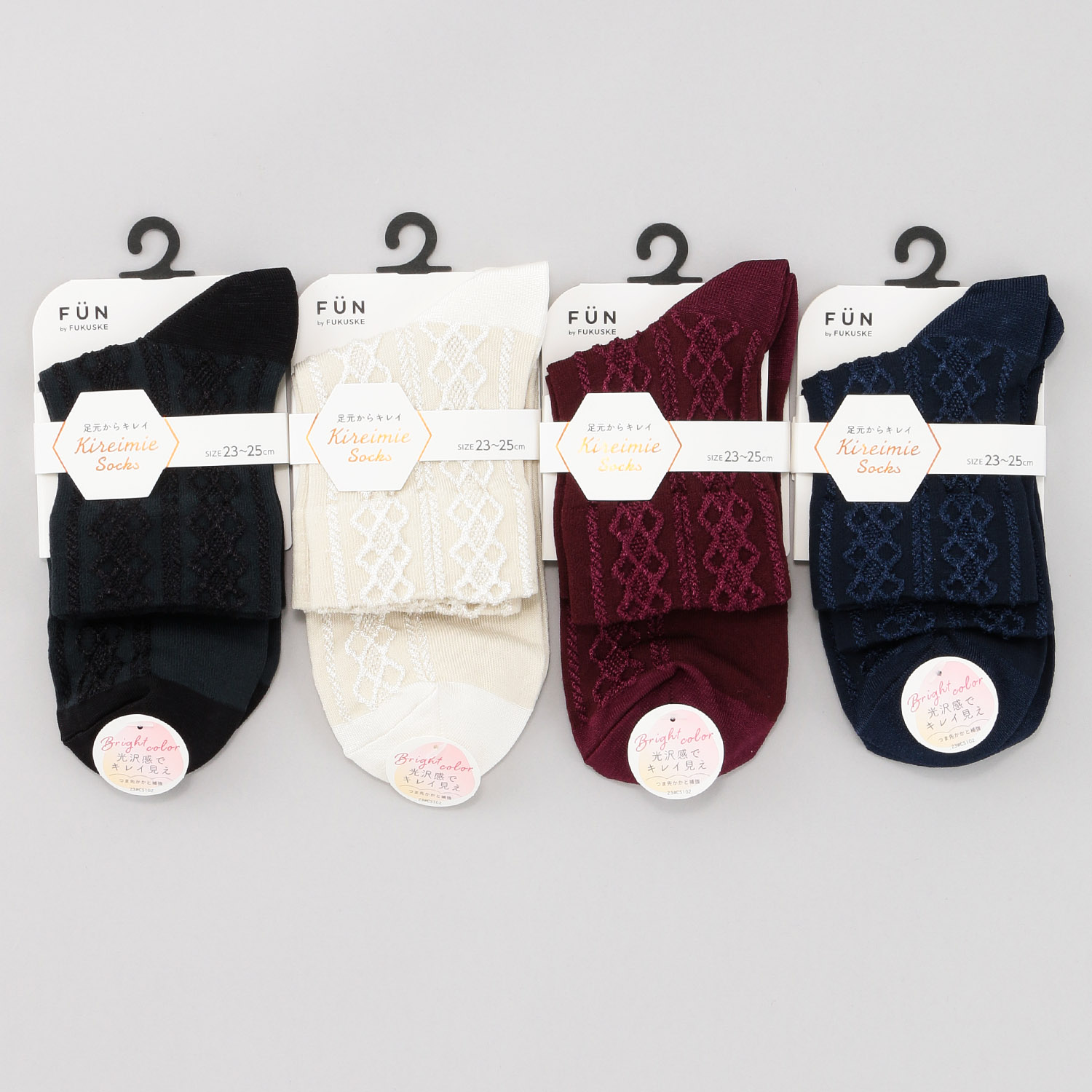 fukusuke FUN 光沢フロート クルー丈ソックス【在庫限り】