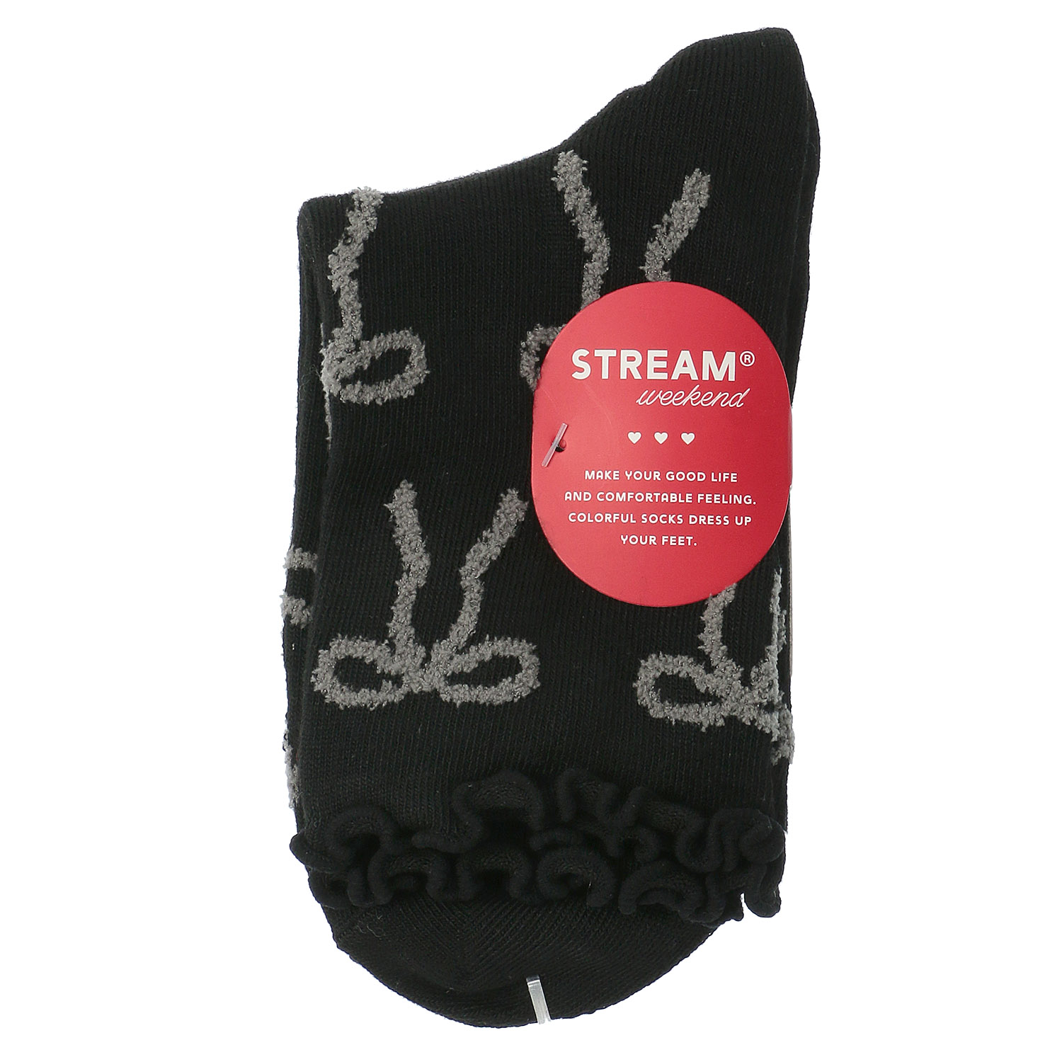 STREAM クルー丈 モールリボン柄 靴下 - 画像2