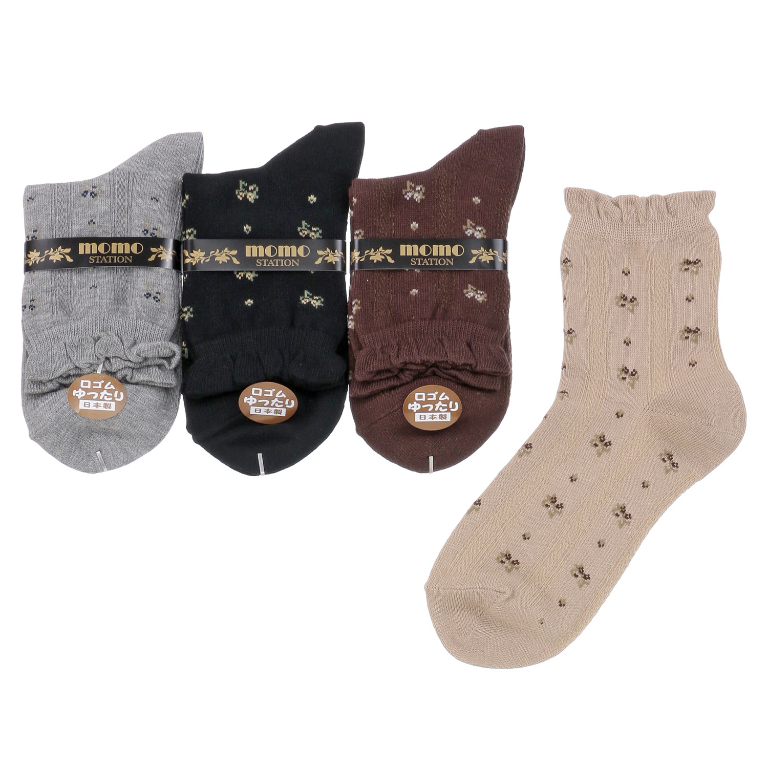 クルー丈 お花柄 靴下【在庫限り】 - 画像1