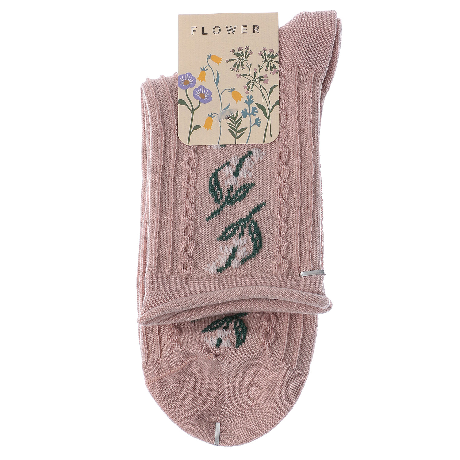 ロークルー丈  履き口 くるくる スズラン 縄フロート 靴下【在庫限り】 - 画像2