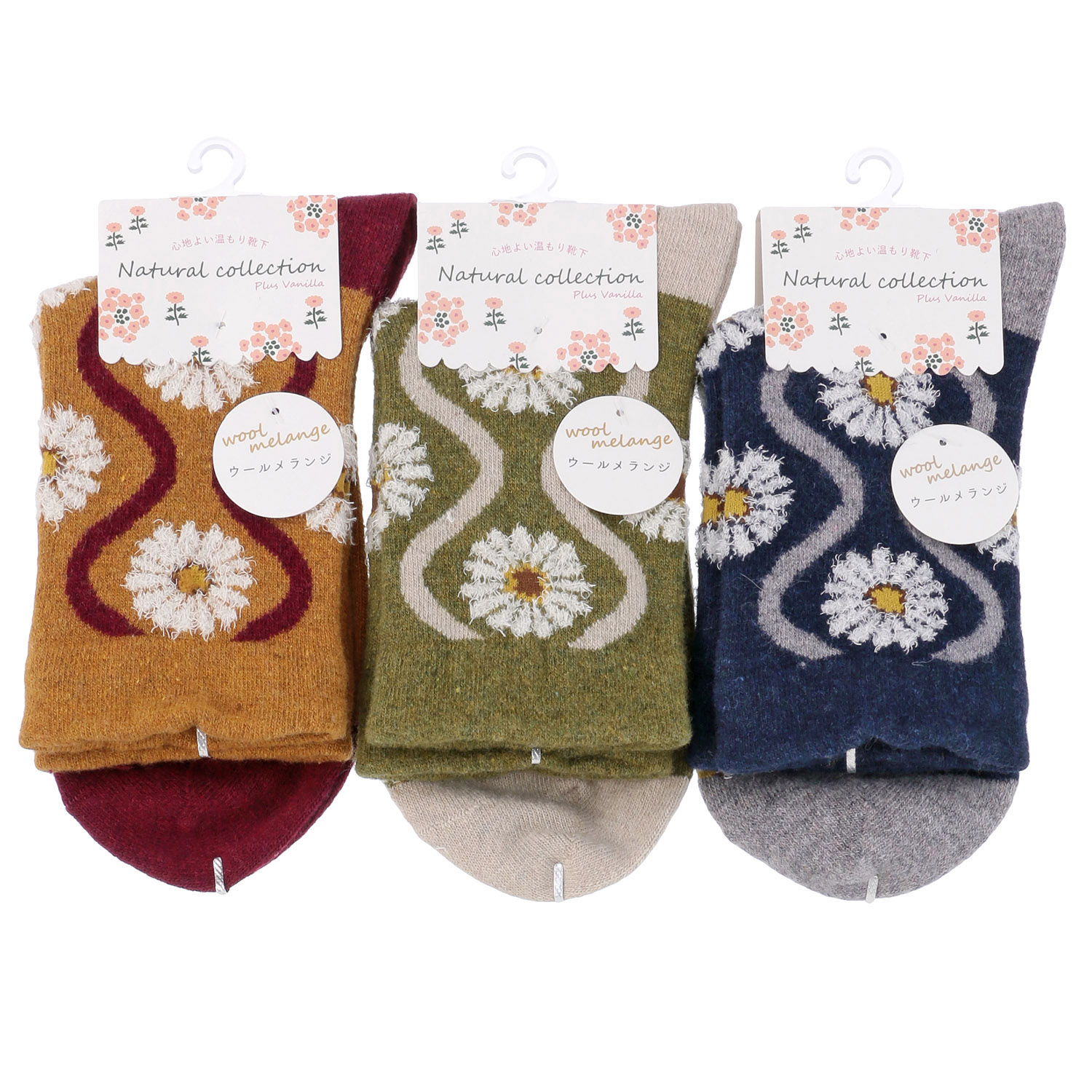 Natural Collection クルー丈 ウールメランジ パターンモール花柄【在庫限り】 - 画像1