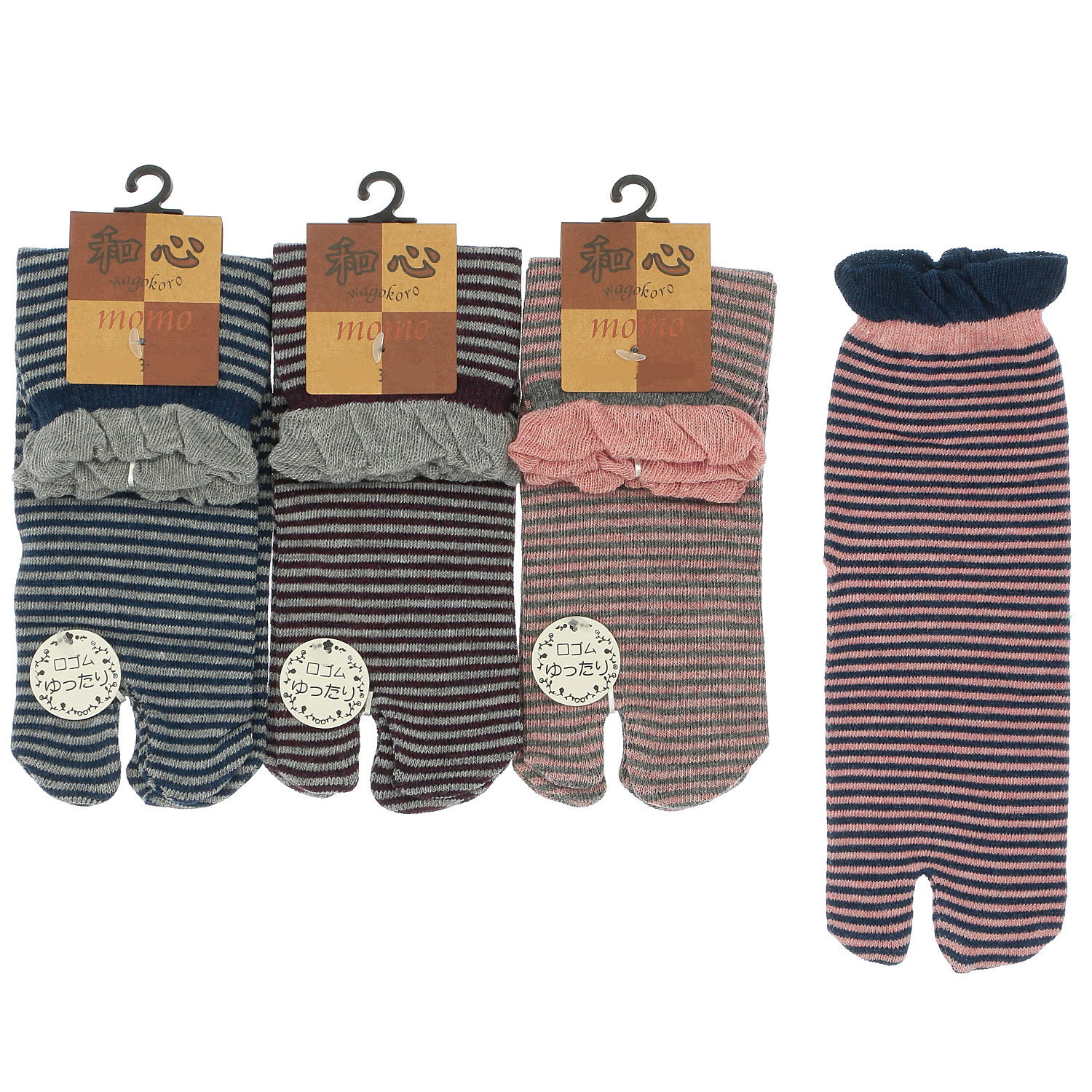 クルー丈 足袋  ピンボーダー 靴下【在庫限り】