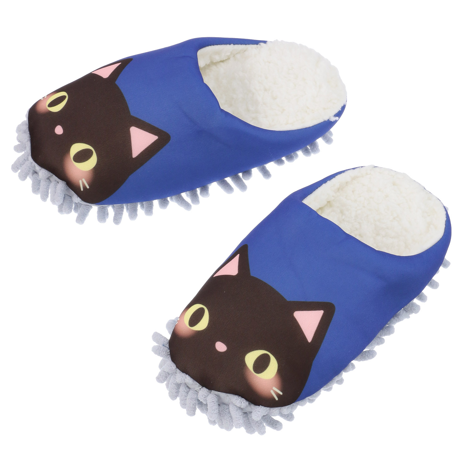 モップ付き 裏ボア ルームシューズ  黒猫【在庫限り】 - 画像2