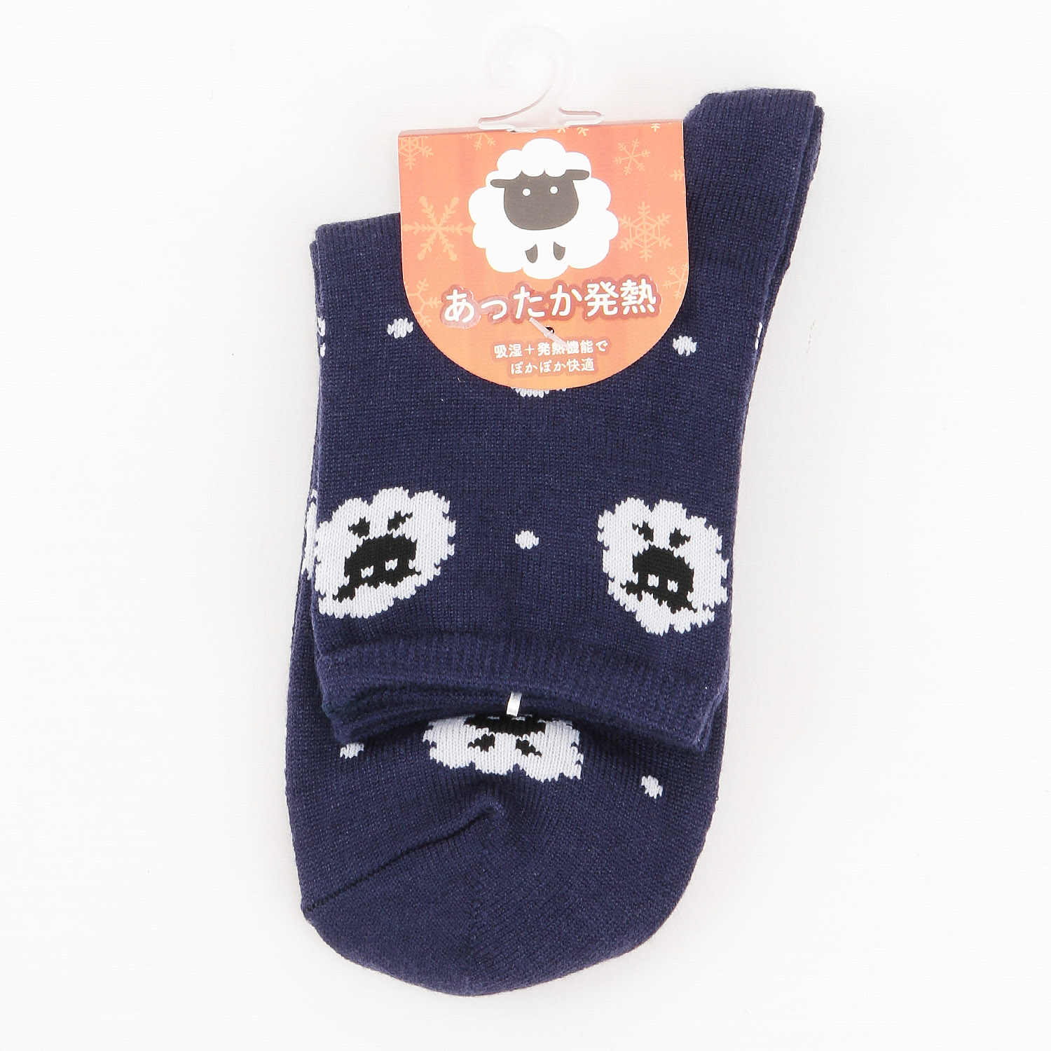 ロークルー丈  吸湿発熱 ヒツジ ドット総柄 靴下【在庫限り】 - 画像2