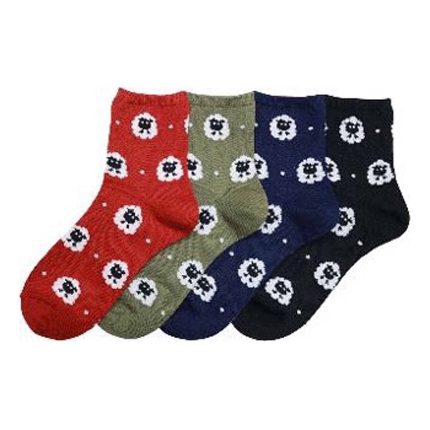 ロークルー丈  吸湿発熱 ヒツジ ドット総柄 靴下【在庫限り】 - 画像1