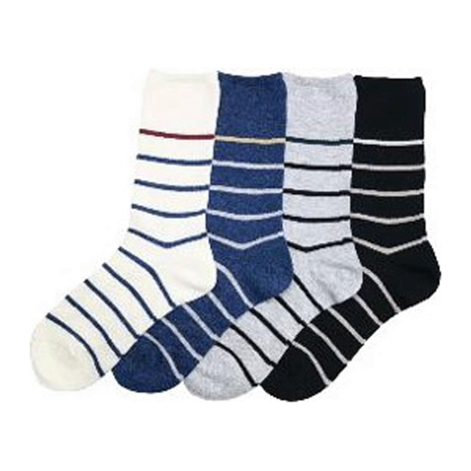 クルー丈  カシミヤタッチ ピンボーダー 靴下【在庫限り】 - 画像1