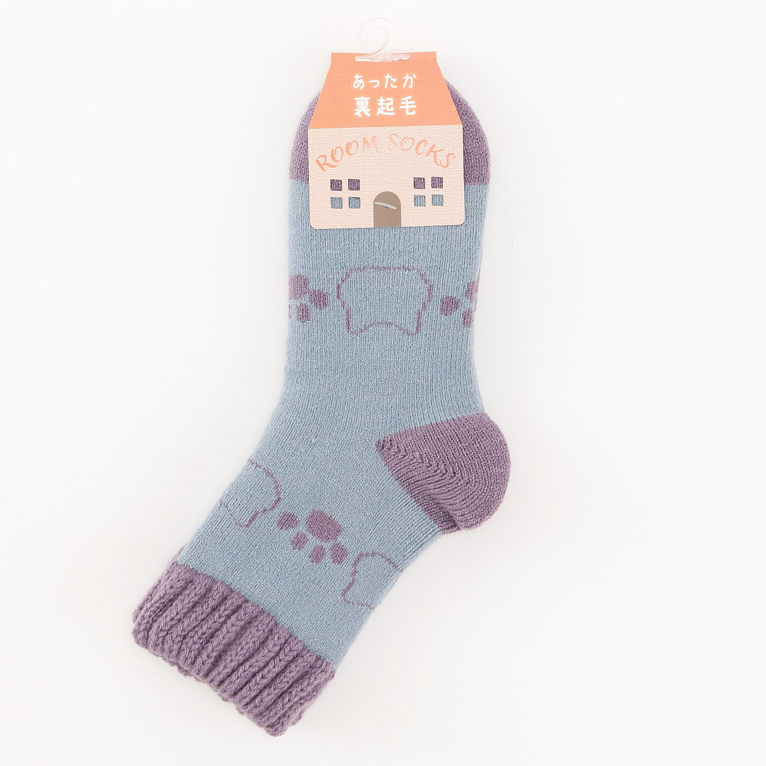 ロークルー  裏起毛 アメリブ ねこ肉球 シルエットルームソックス【在庫限り】 - 画像2