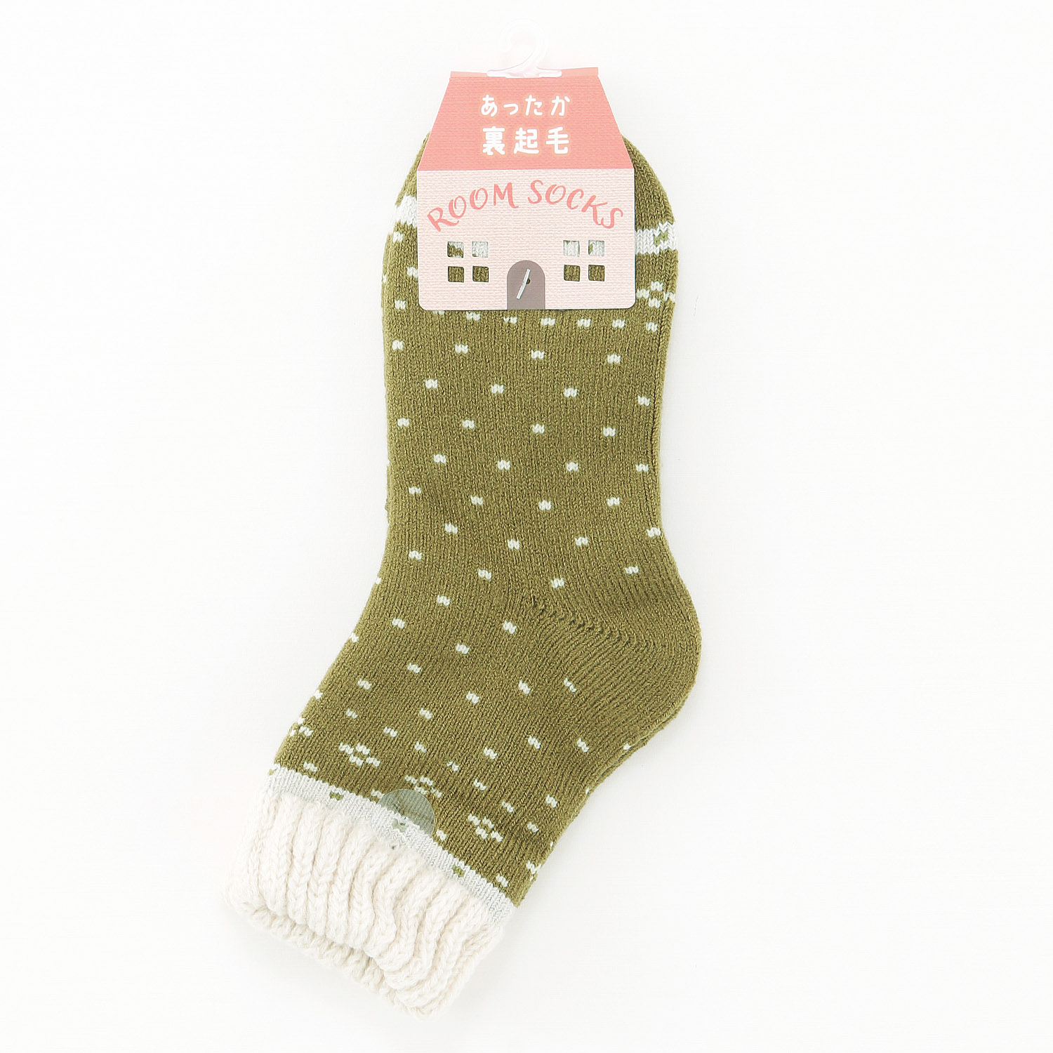 ロークルー丈 裏起毛 アメリブ 結晶 ドット ルームソックス【在庫限り】 - 画像2