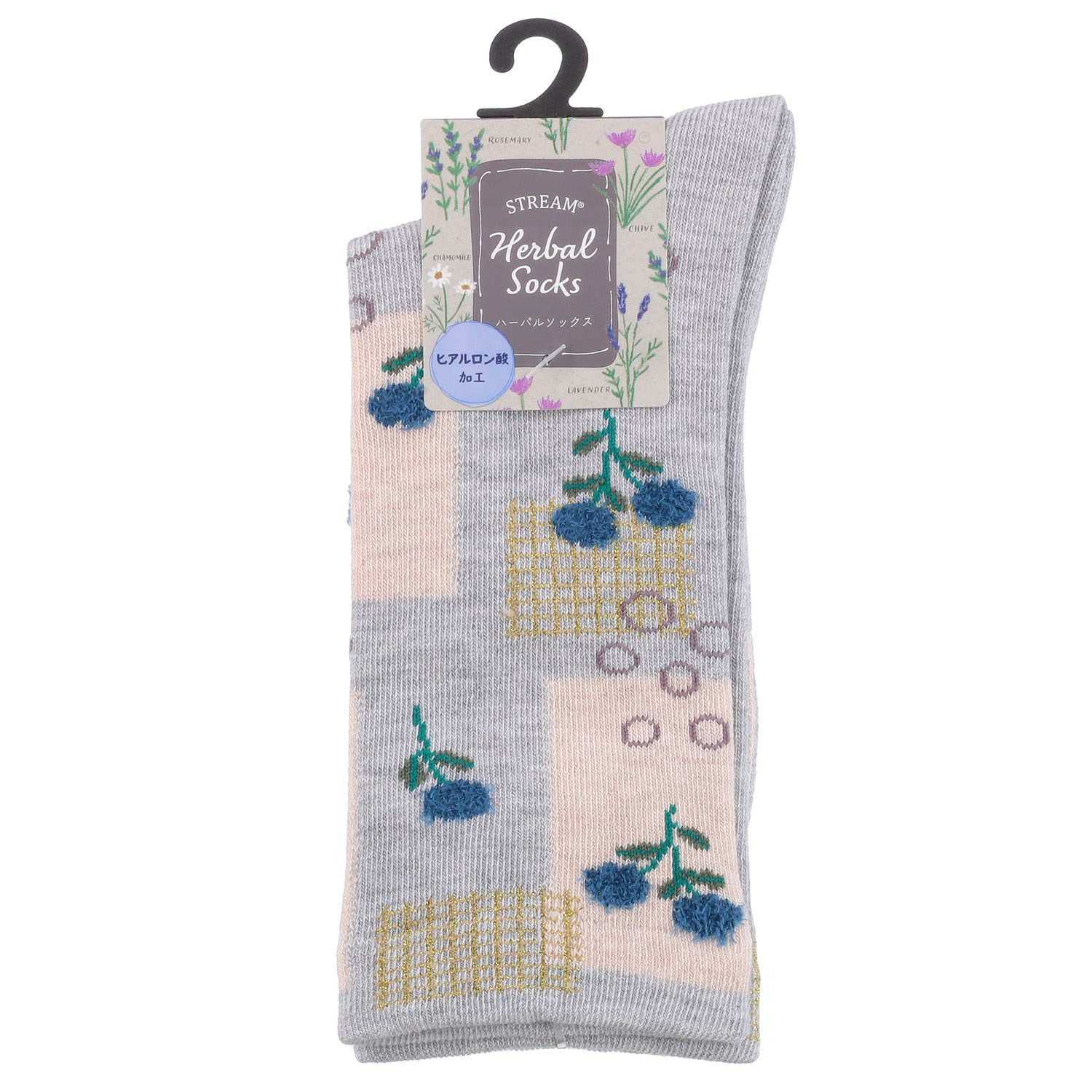 STREAM  ハーバルソックス ハイクルー丈 切替柄とお花 靴下【在庫限り】 - 画像2
