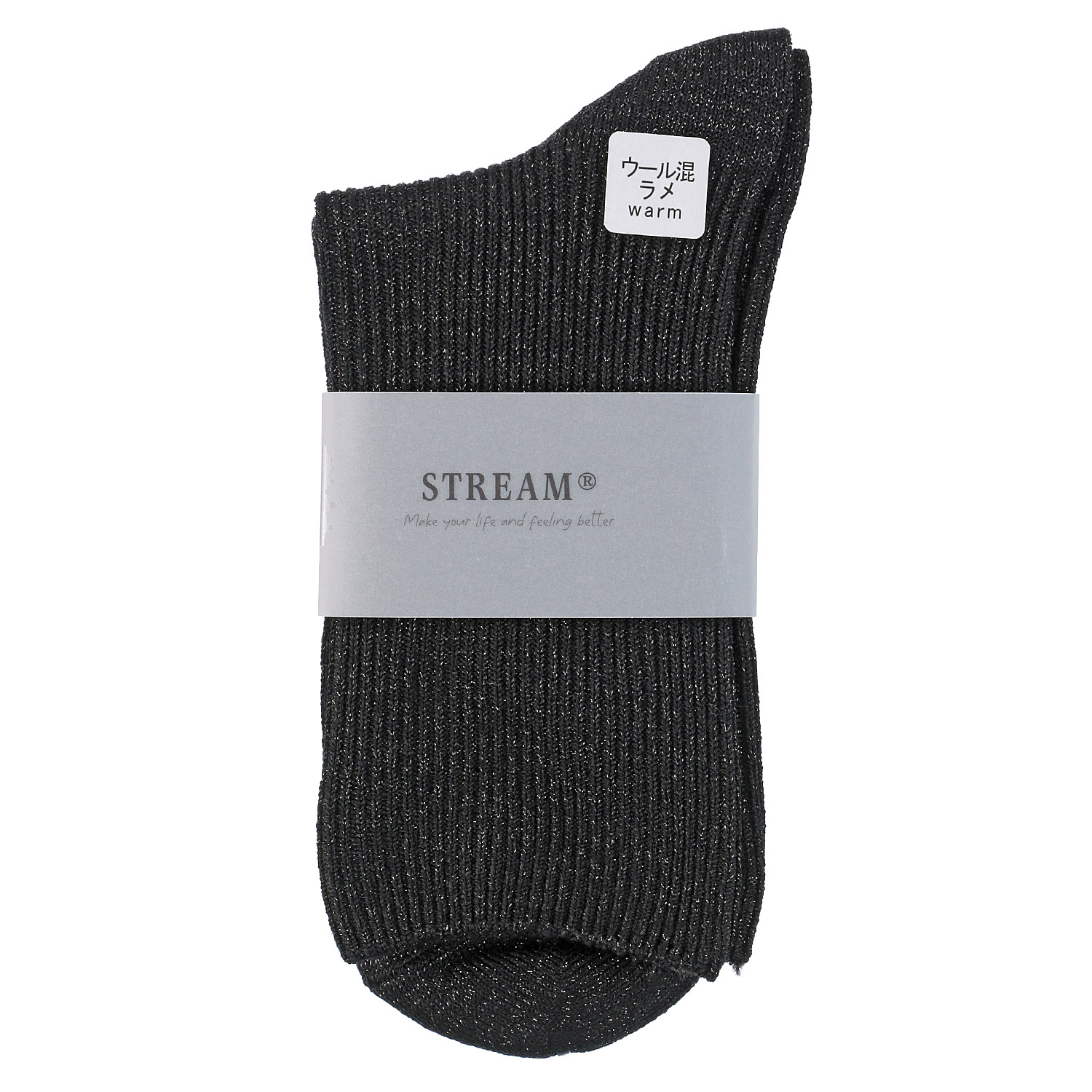 STREAM クルー丈 ウール混 ラメ 1×1リブ 靴下【在庫限り】 - 画像2