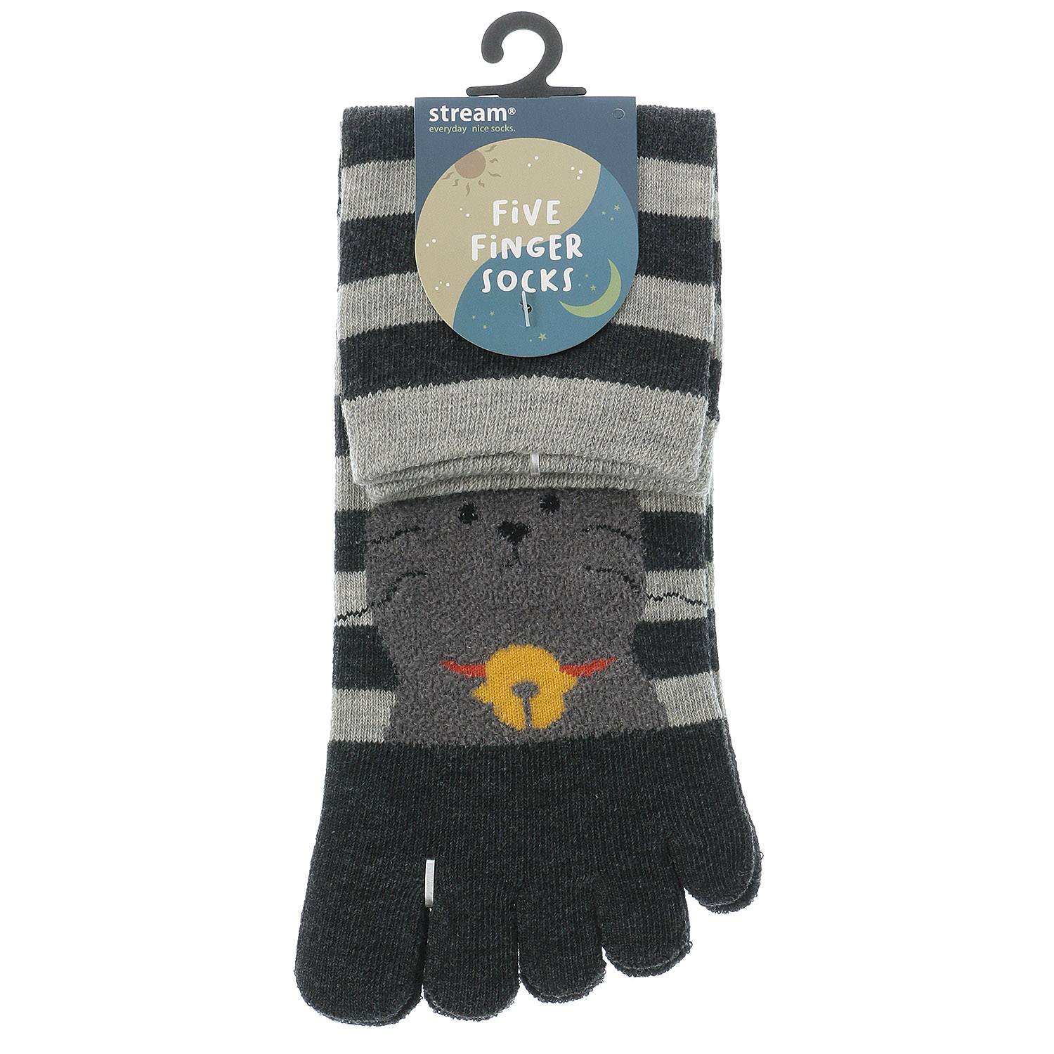 STREAM 5本指 クルー丈 クロネコ 靴下【在庫限り】 - 画像2