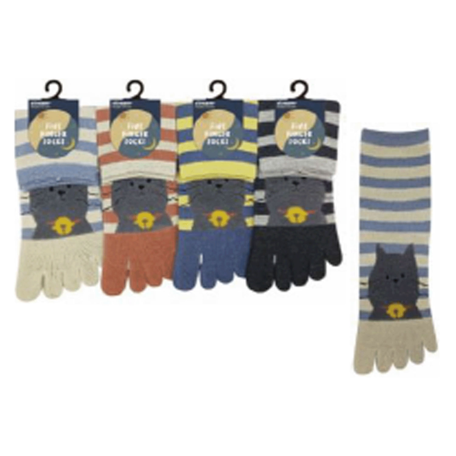 STREAM 5本指 クルー丈 クロネコ 靴下【在庫限り】 - 画像1