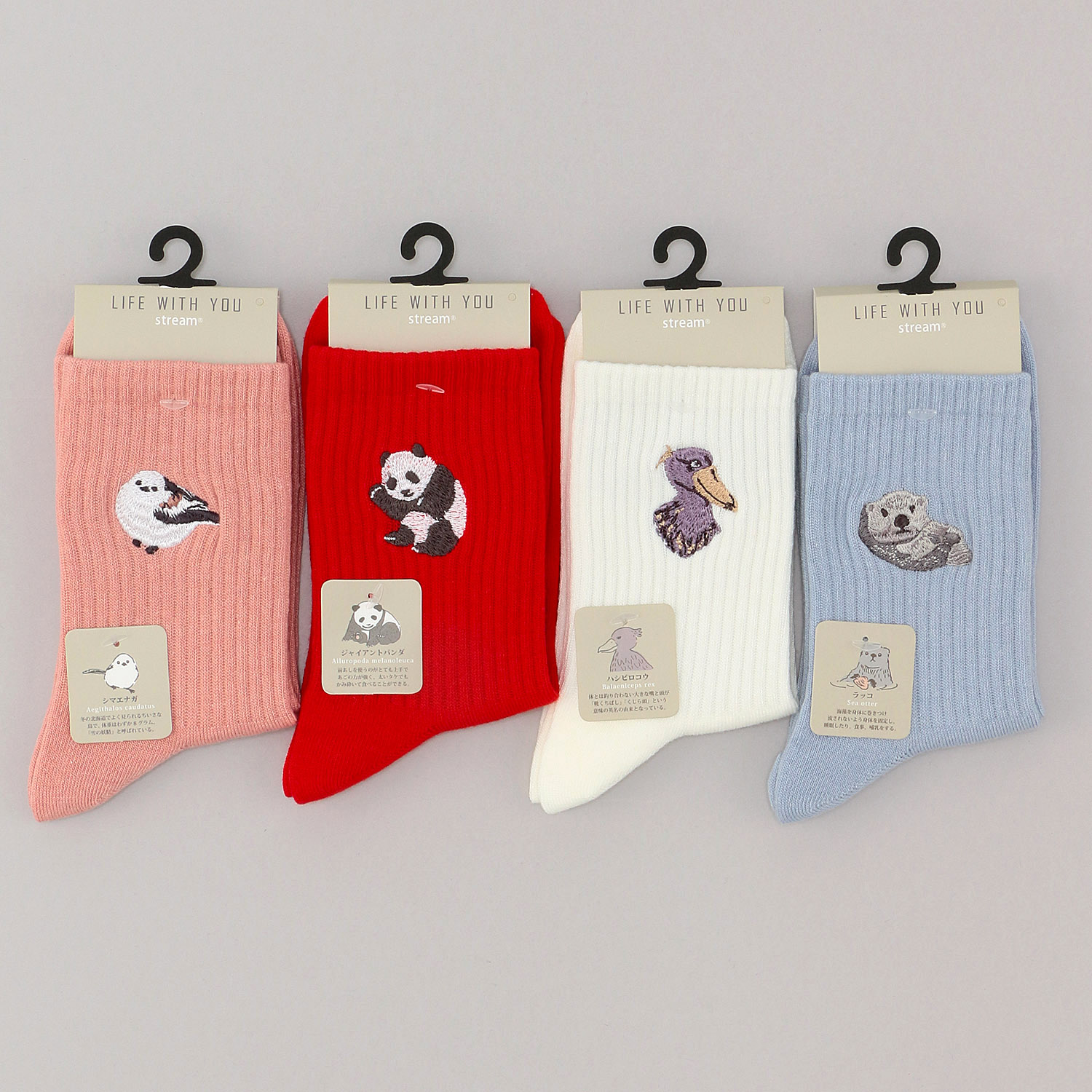 STREAM LIFE WITH YOU クルー丈 動物 刺繍 靴下 - 画像2