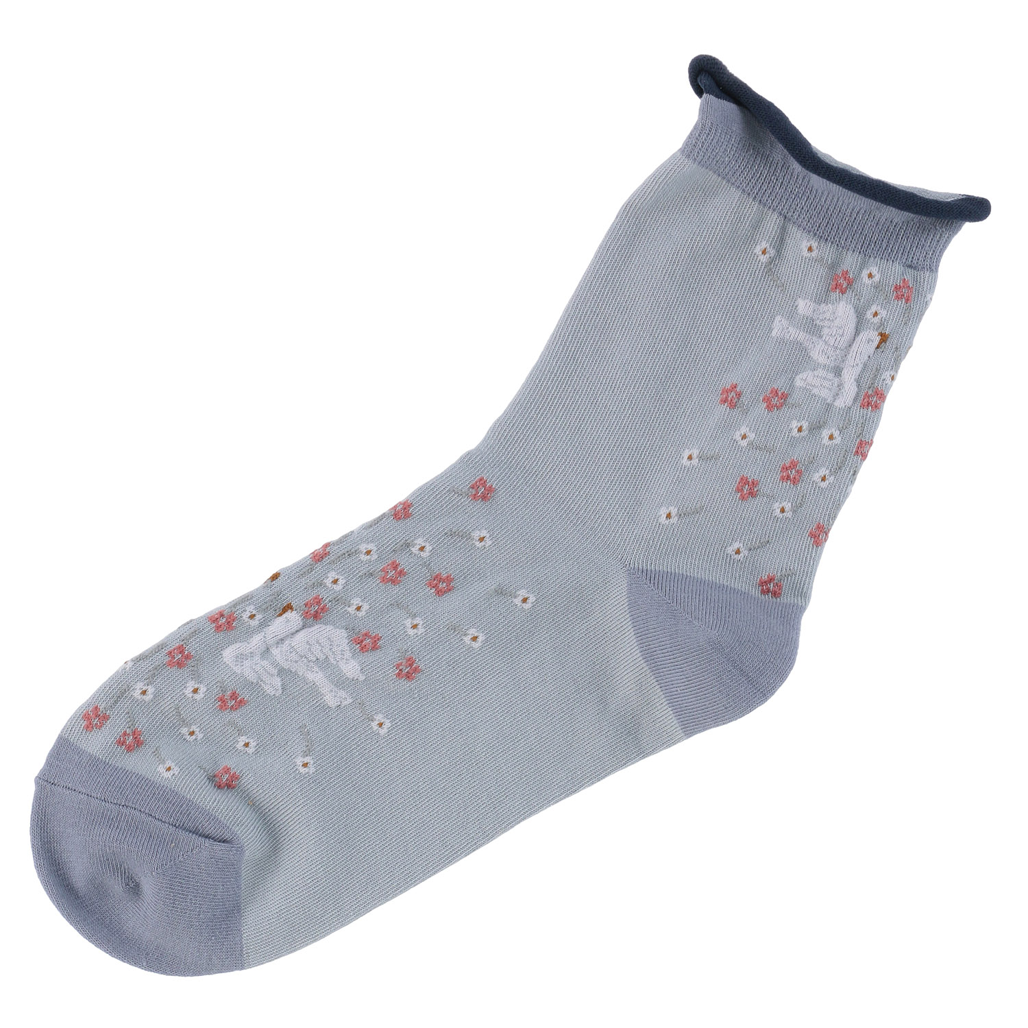 あなたに優しい ロークルー 表綿100％ ゆったり逆スパ 花鳥【在庫限り】 - 画像2