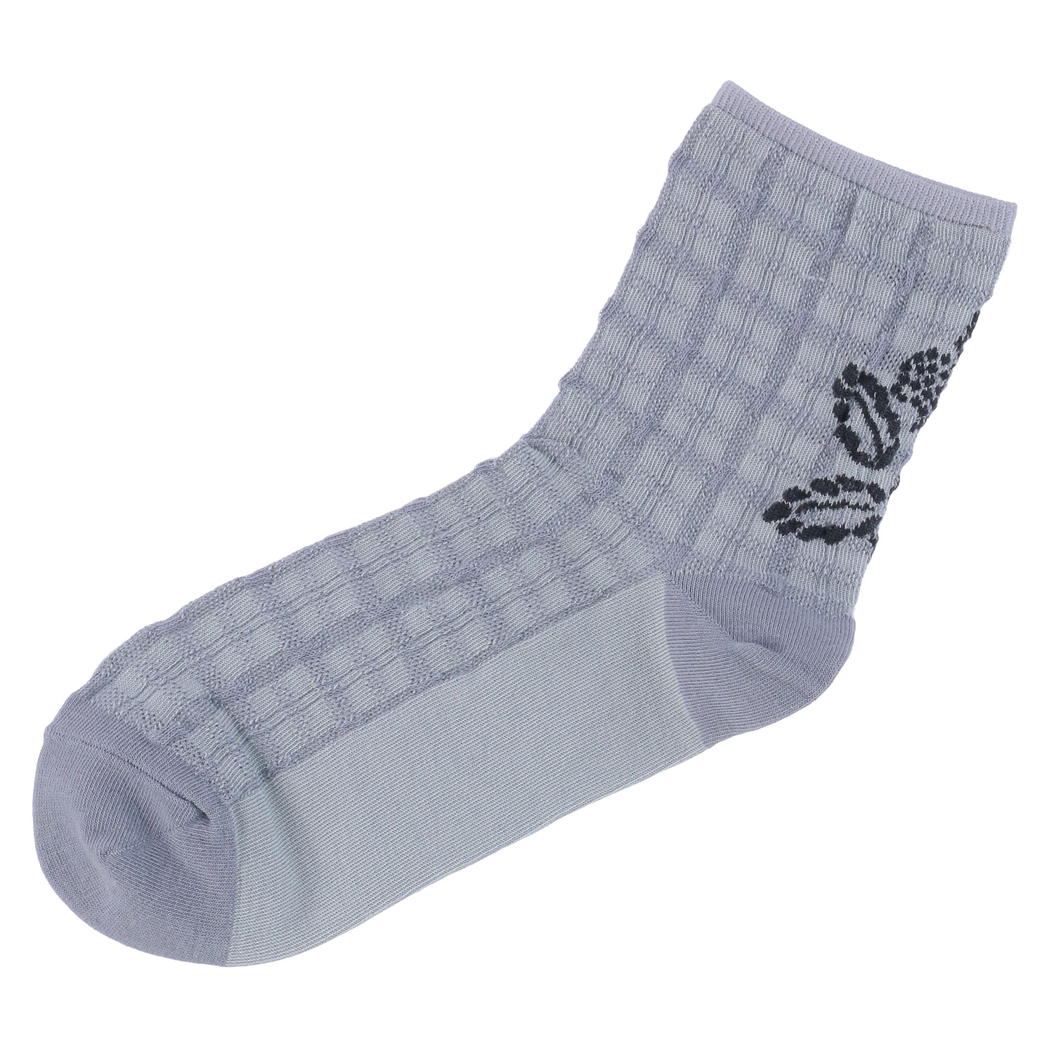 あなたに優しい ロークルー 表綿100％ ゆったり逆スパ チェック花【在庫限り】 - 画像2