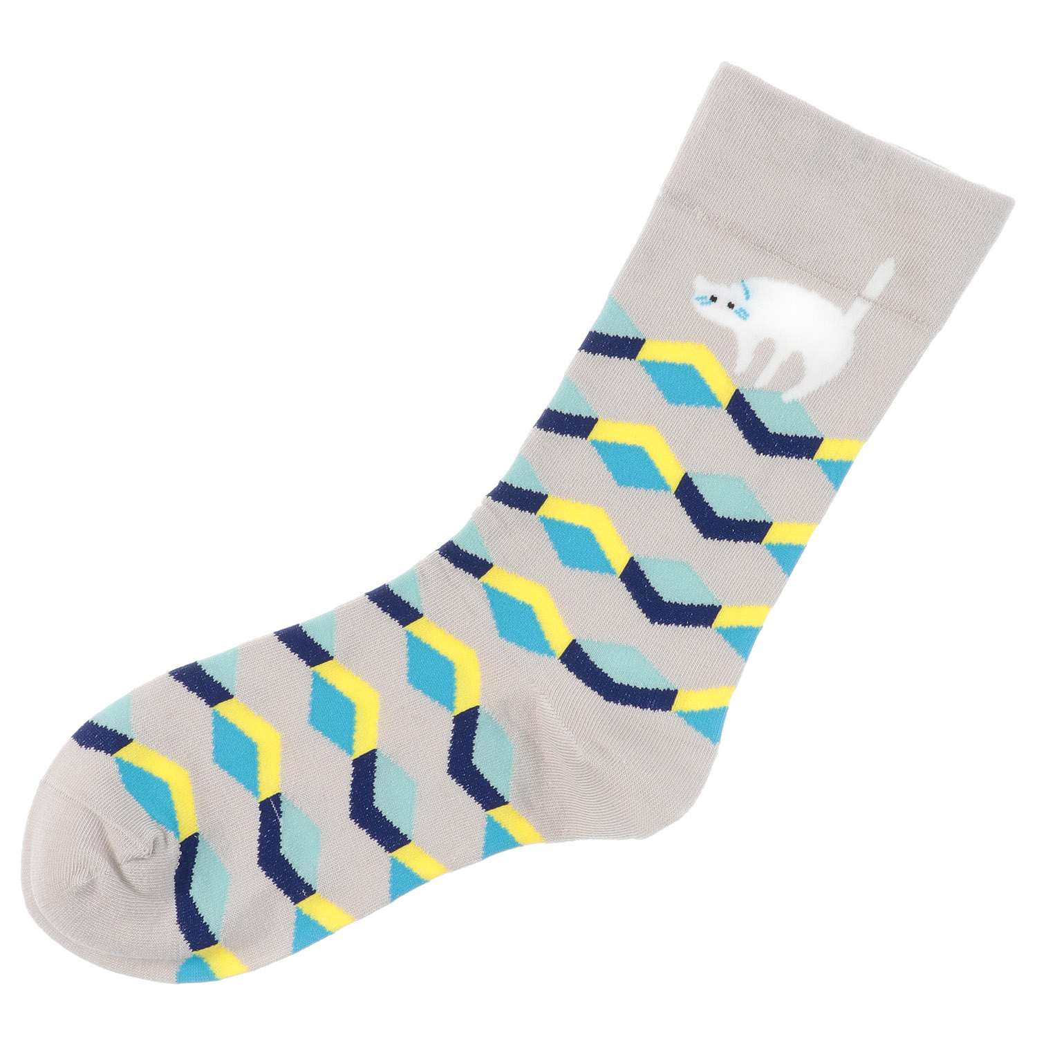 SOYLE ネコと幾何学柄 靴下 - 画像2
