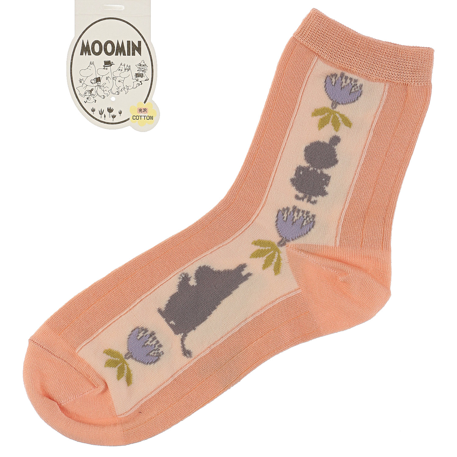 MOOMIN ロークルーソックス 光沢綿 シルエット縦ライン【在庫限り】 - 画像4