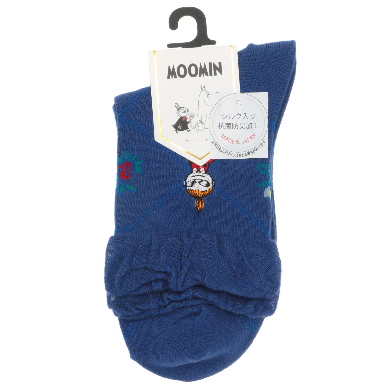 日本製 MOOMINロークルーソックス シルク入りダイヤ小花 ミイ刺繍【在庫限り】 - 画像4