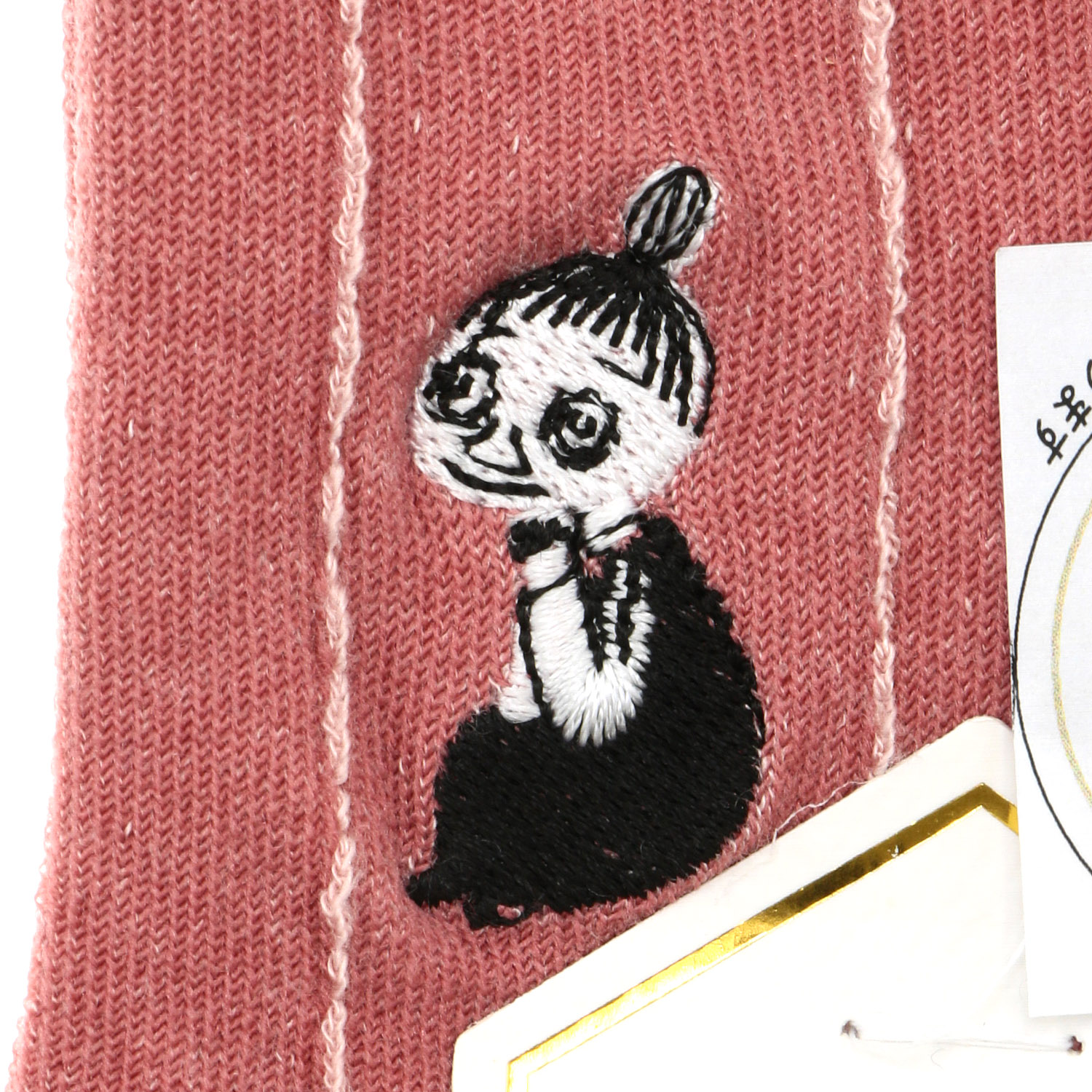 日本製 MOOMINロークルーソックス シルク入り 逆スパセンター花 ミムラ刺繍 - 画像4