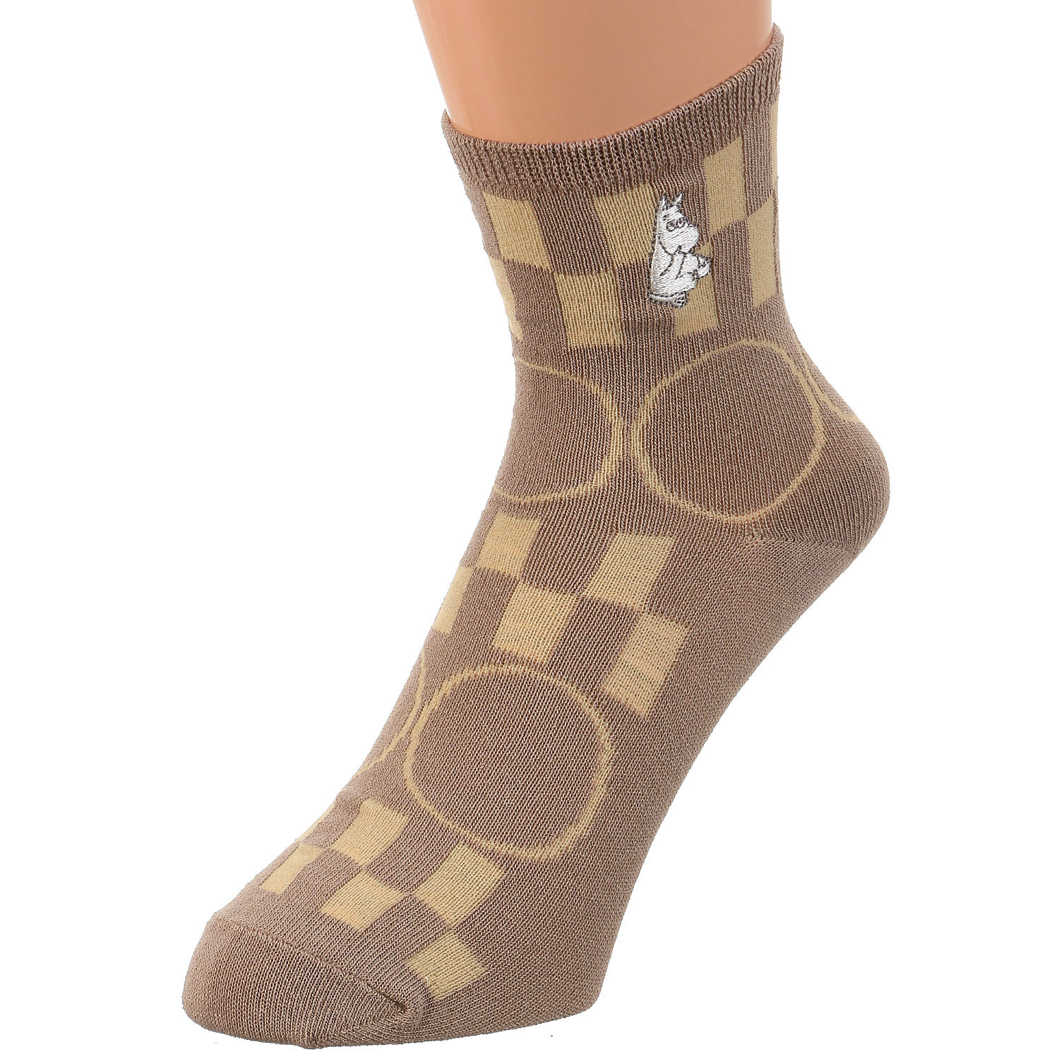 【ベージュのみ】MOOMIN ロークルーソックス 麻混 幾何学ムーミン刺繍【在庫限り】 - 画像7