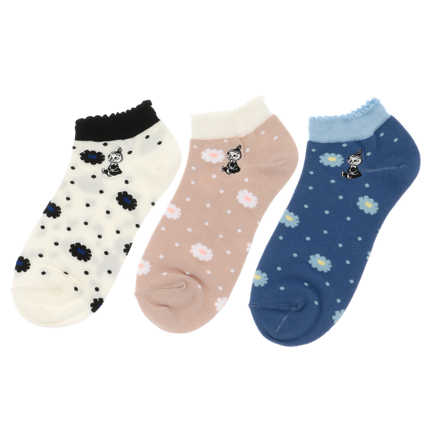 MOOMIN スニーカー丈ソックス 花ドットミイ刺繍