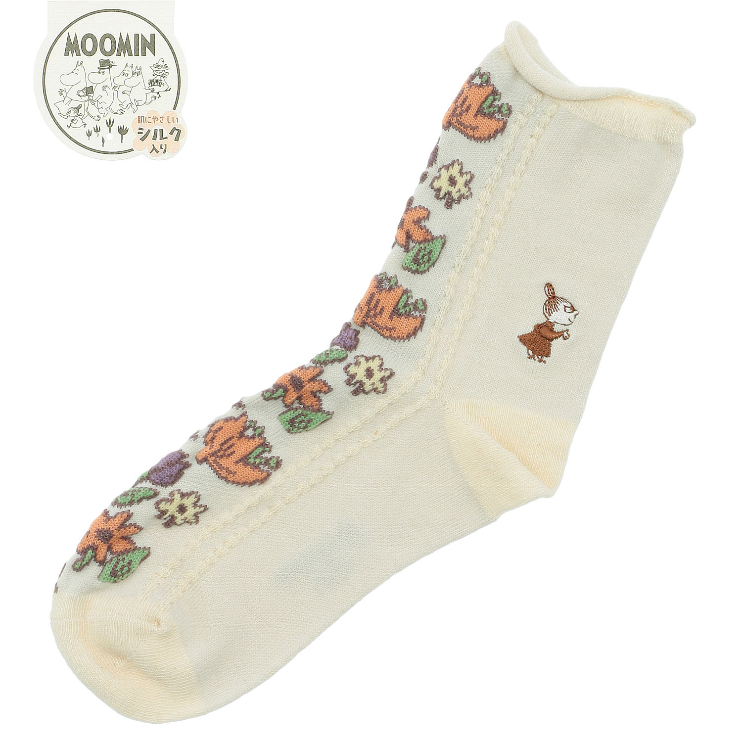 MOOMIN ロークルーソックス シルク入フロントフラワーミイ刺繍【在庫限り】 - 画像2