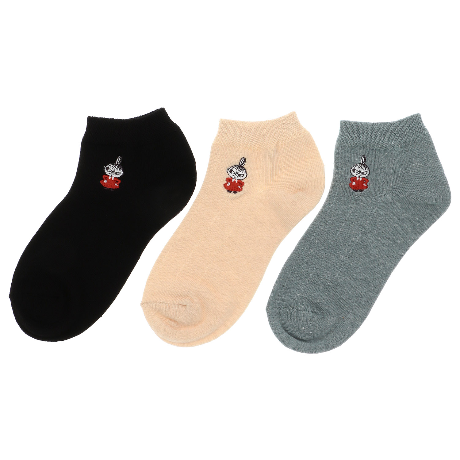 MOOMIN スニーカー丈ソックス 麻入り タックストライプ