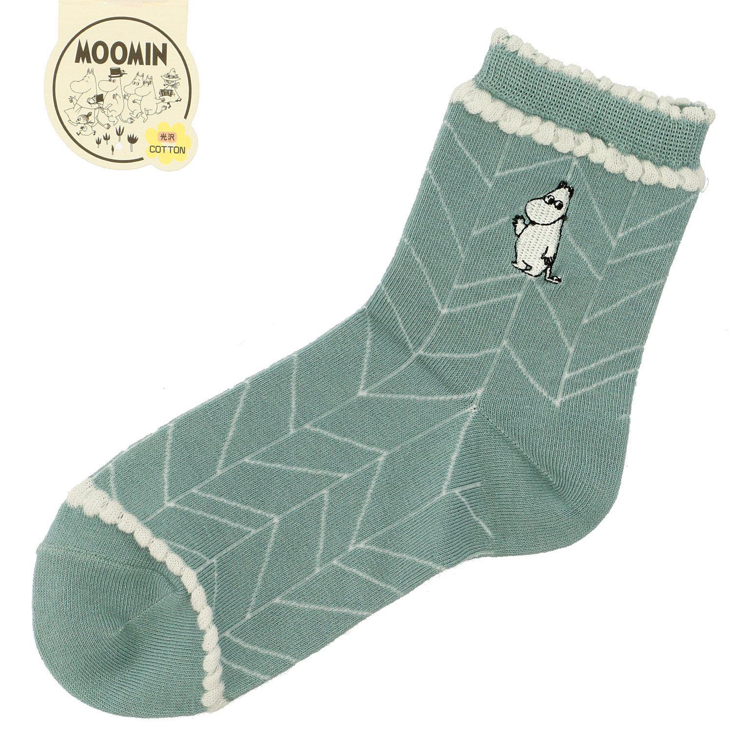 MOOMIN ロークルーソックス 枝柄ムーミン刺繍 - 画像5
