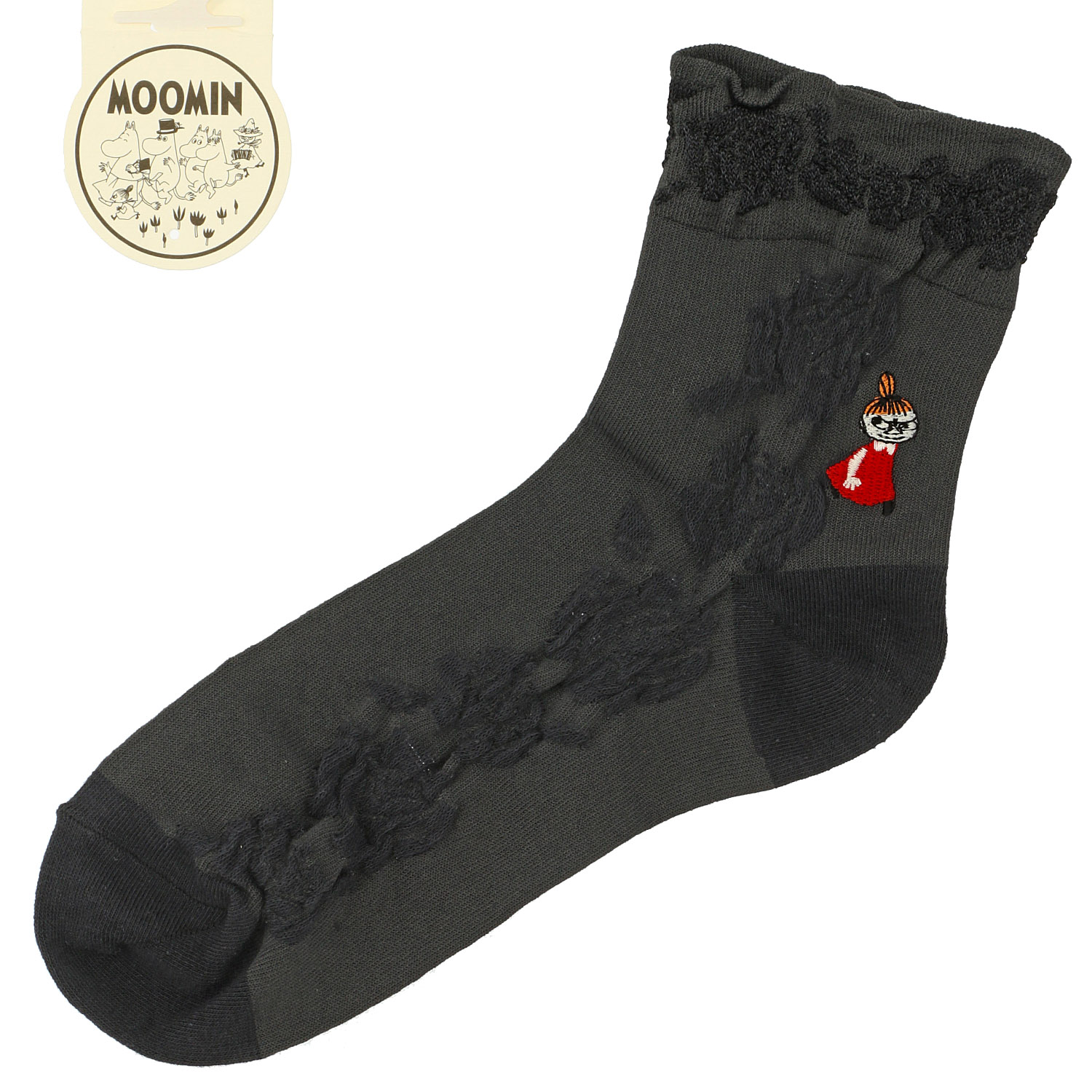 MOOMIN ロークルーソックス バラ柄＋ミイ刺繍 逆スパ - 画像2