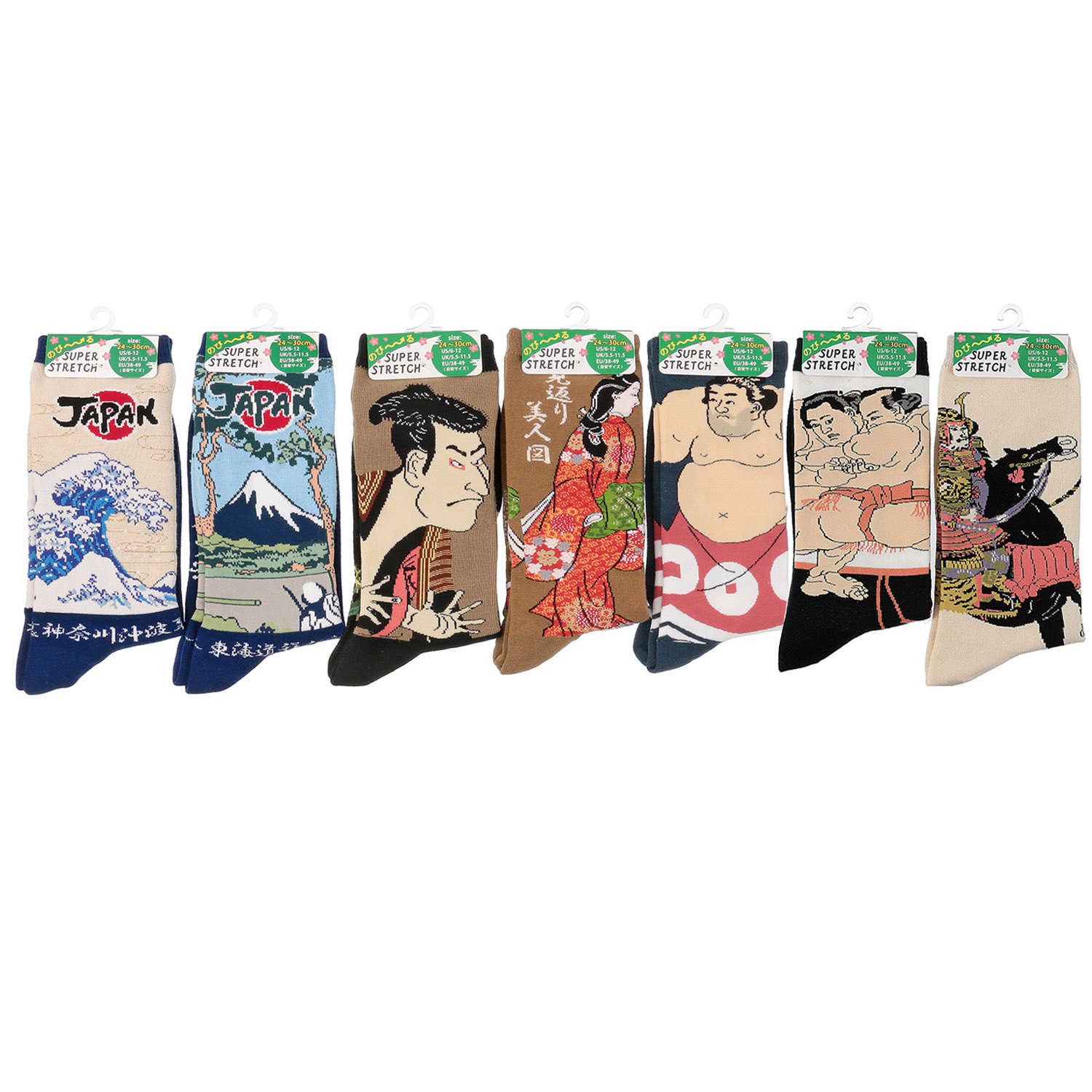★新柄2柄追加★JAPANESE SOUVENIR SOCKS のびのびストレッチ クルーソックス - 画像1