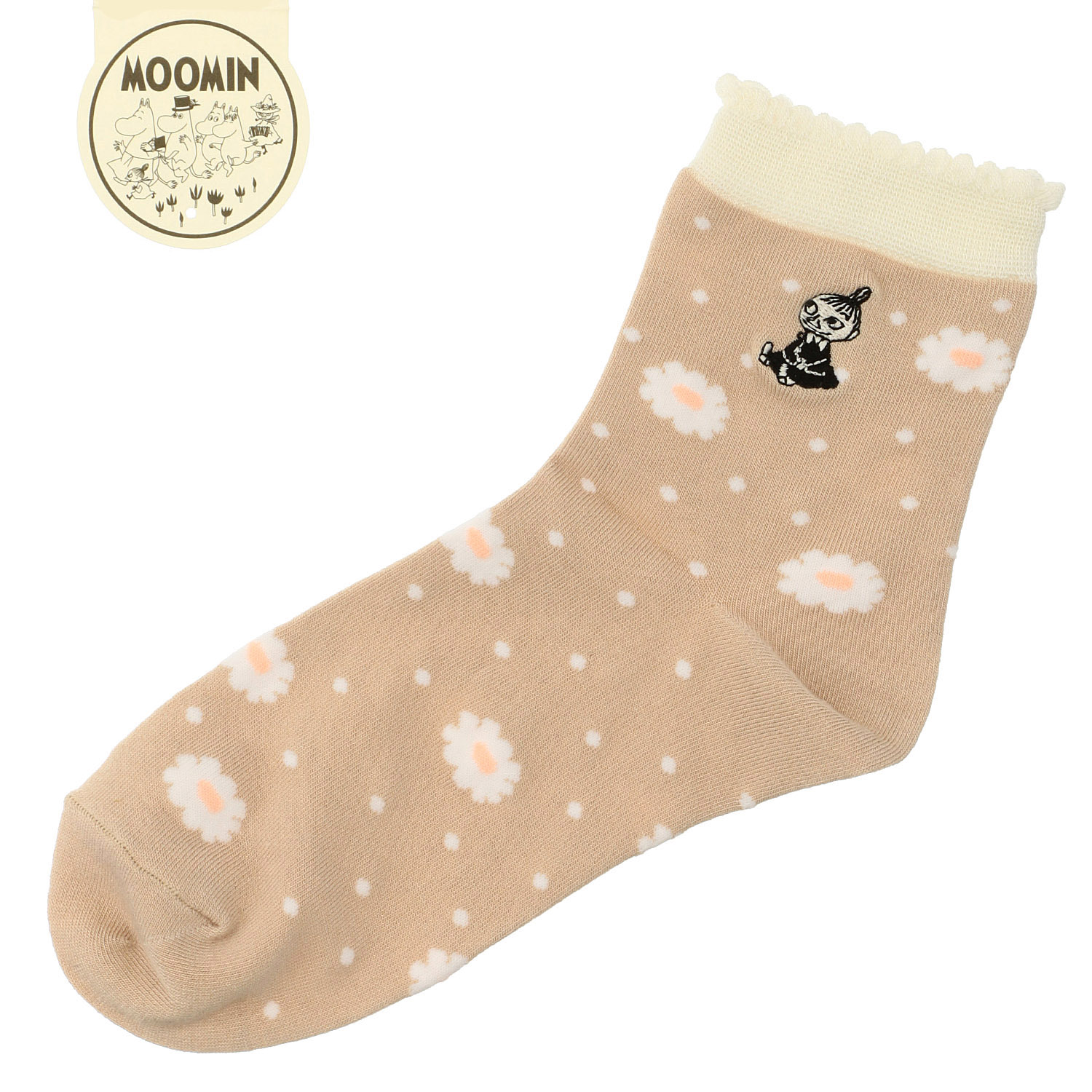 MOOMIN ロークルーソックス 花ドット＋ミイ刺繍 - 画像4