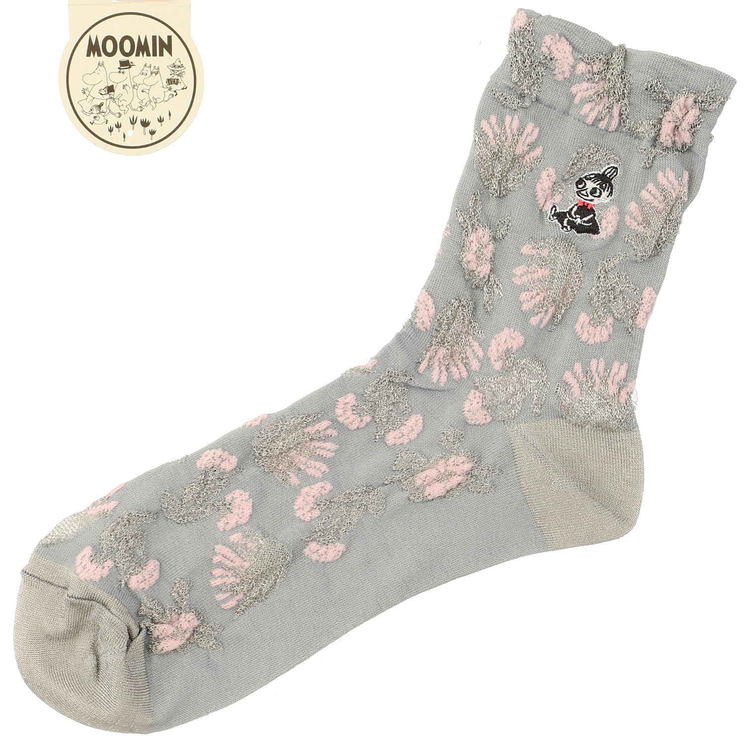 MOOMIN ロークルーソックス 花柄ミイ刺繍