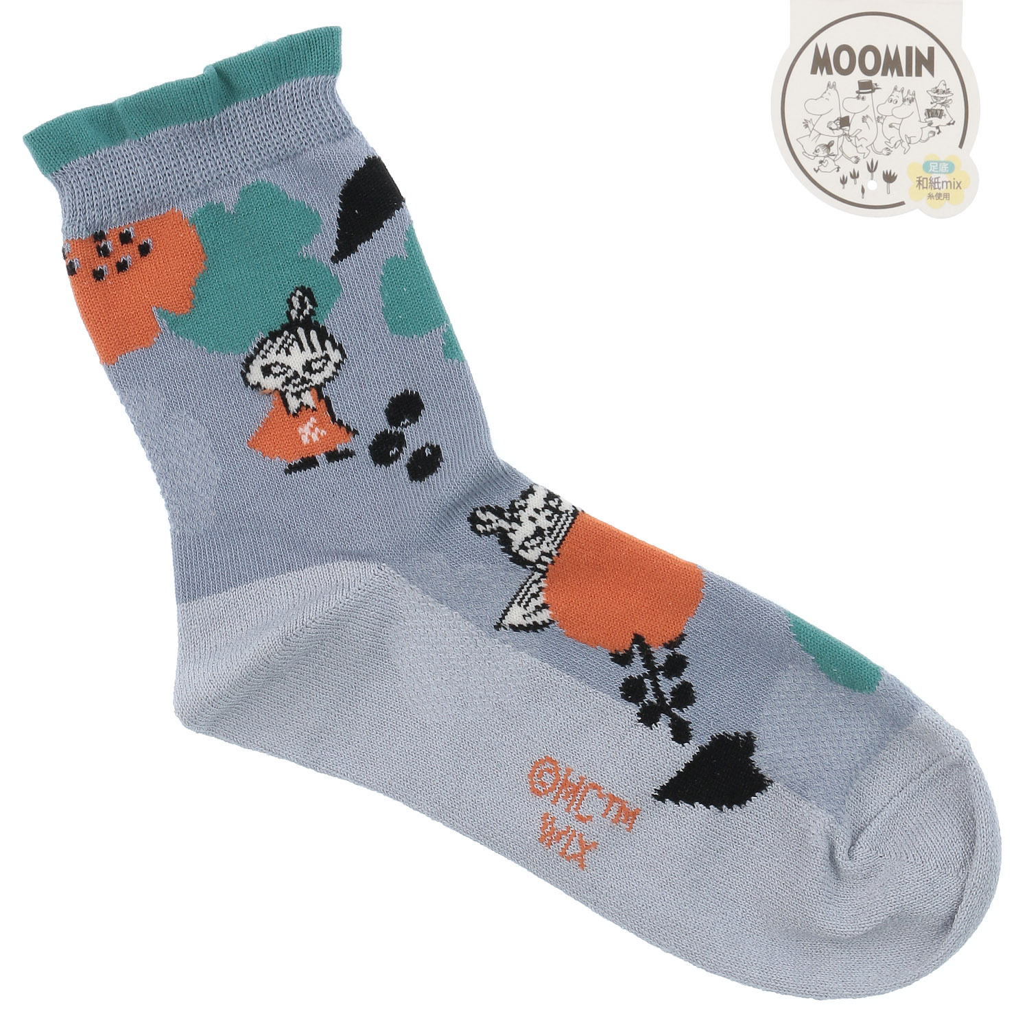 MOOMIN ロークルーソックス 大花ミイ刺繍 - 画像2