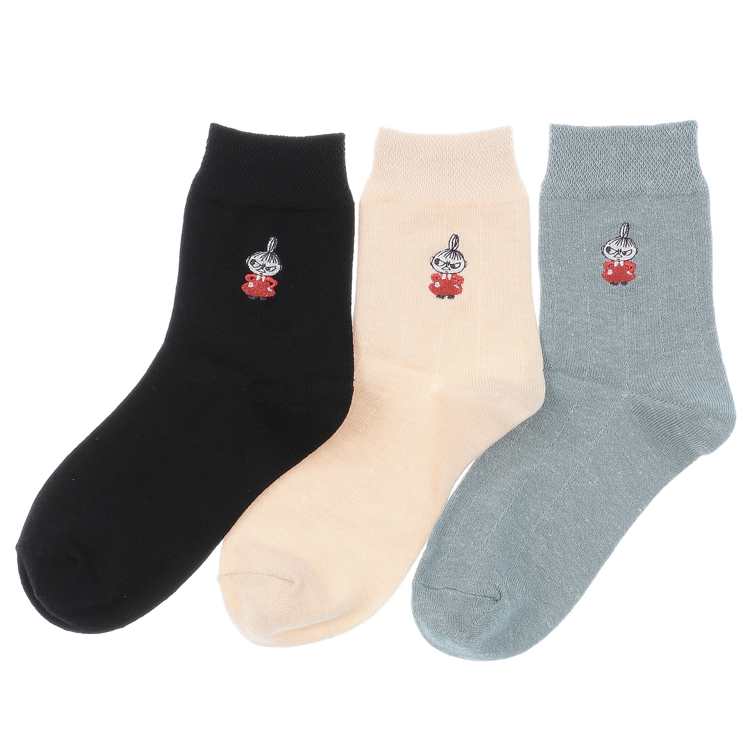 MOOMIN ロークルーソックス 麻入りタックストライプ - 画像1