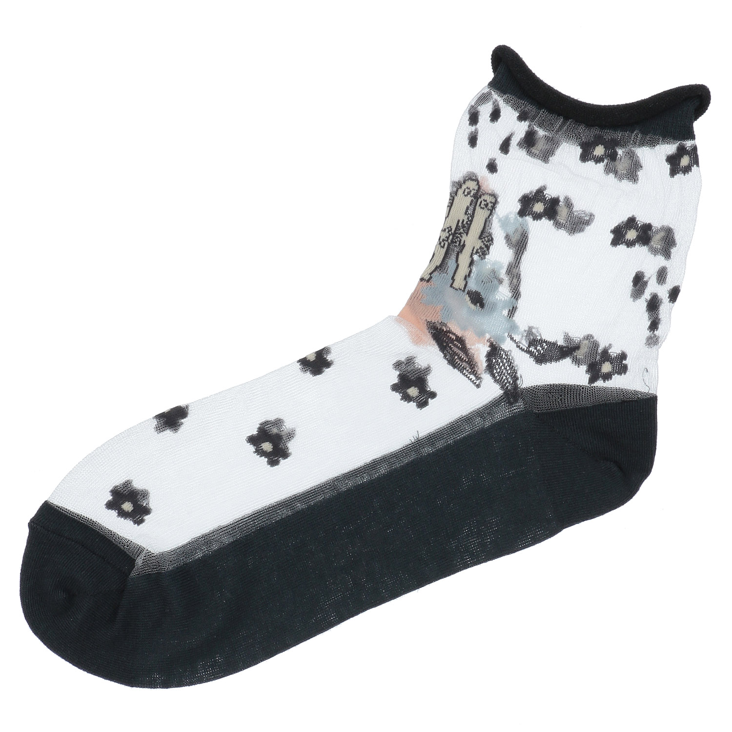 MOOMIN ロークルーソックス シースルー ニョロニョロと花 - 画像2