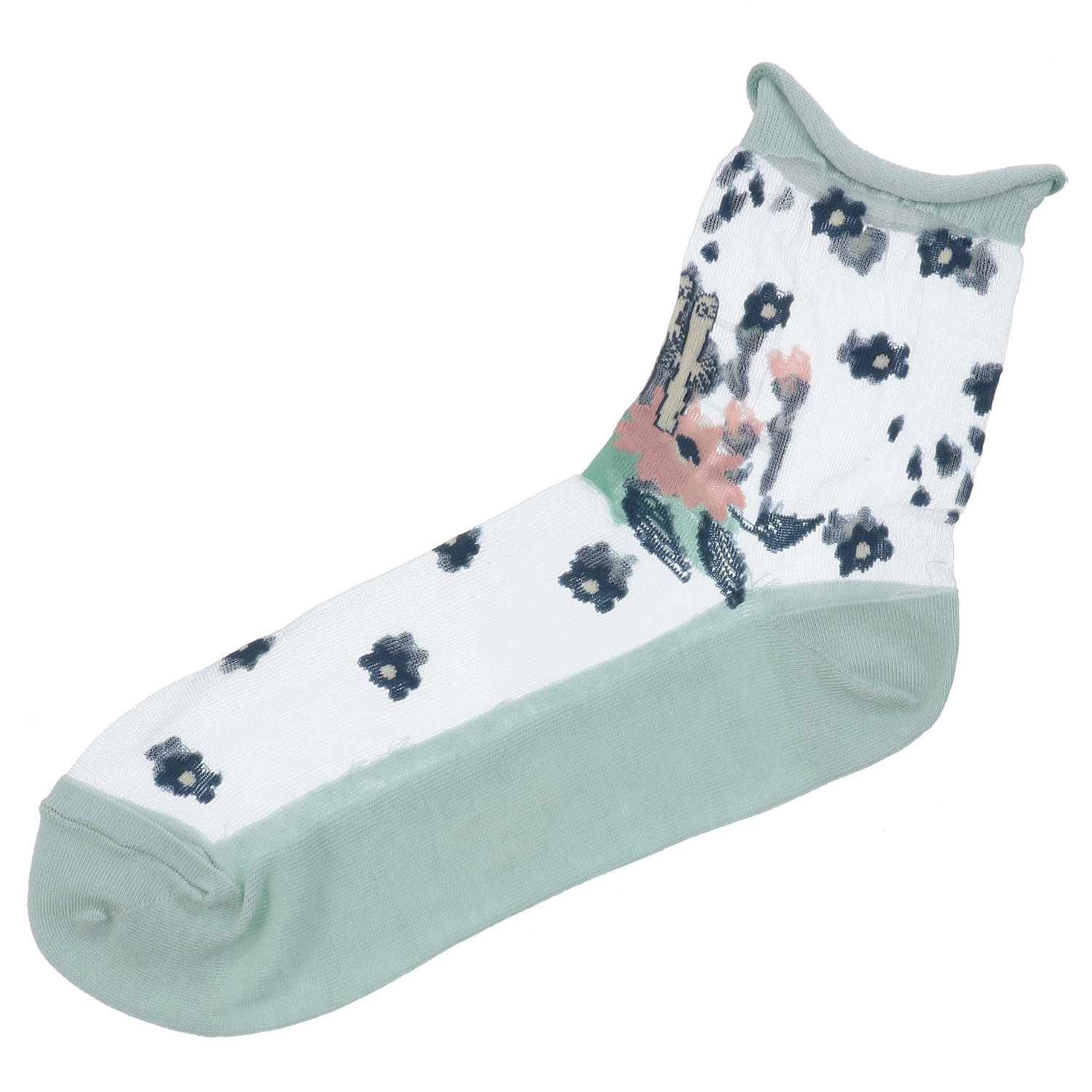 MOOMIN ロークルーソックス シースルー ニョロニョロと花 - 画像5