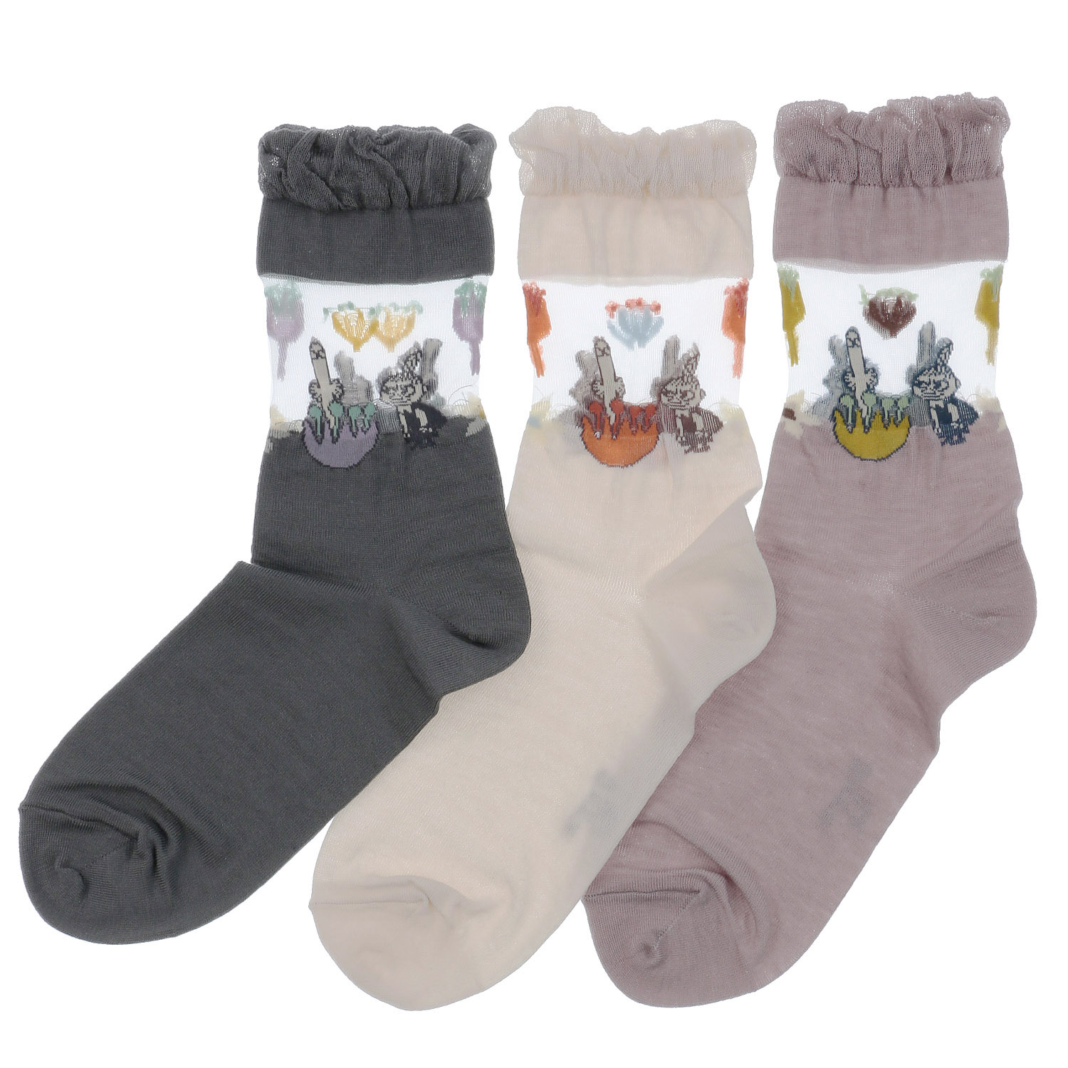 MOOMIN ロークルーソックス 部分シースル－ ニョロニョロミイ - 画像1