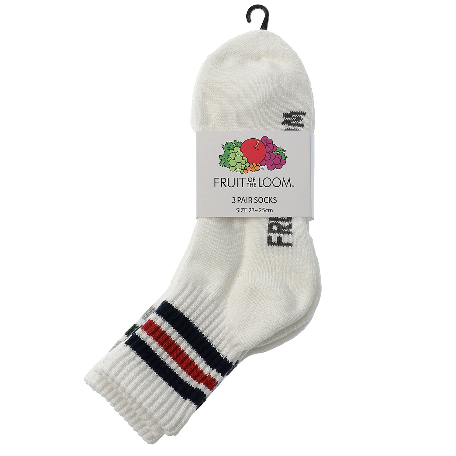 FRUIT OF THE LOOM／ フルーツオブザルーム  3足セット    クルー丈 ボーダー 靴下 - 画像3